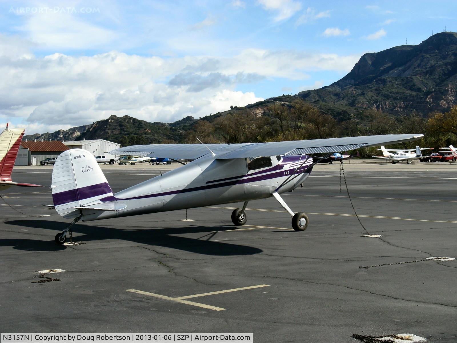 N3157N, 1947 Cessna 120 C/N 13415, 1947 Cessna 120, Continental C85 85 Hp, at transient tiedown ramp
