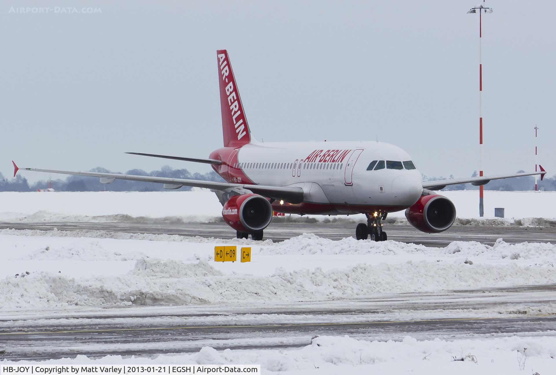 HB-JOY, 2007 Airbus A319-111 C/N 3245, Taxiing to a snowy stand 5.
