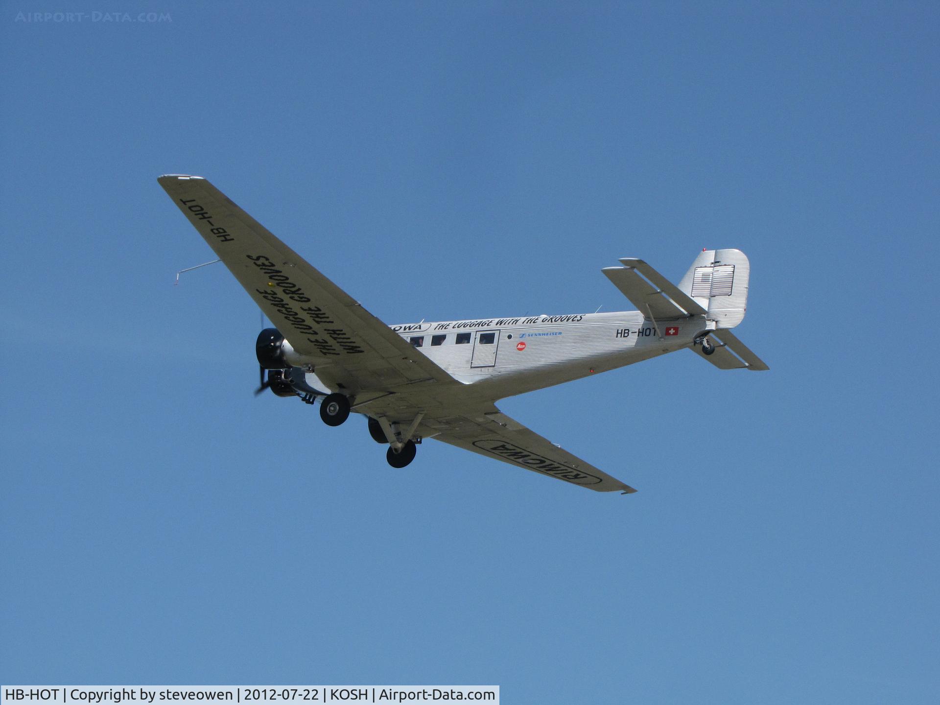 HB-HOT, 1939 Junkers Ju-52/3m g4e C/N 6595, over flight at Oshkosh