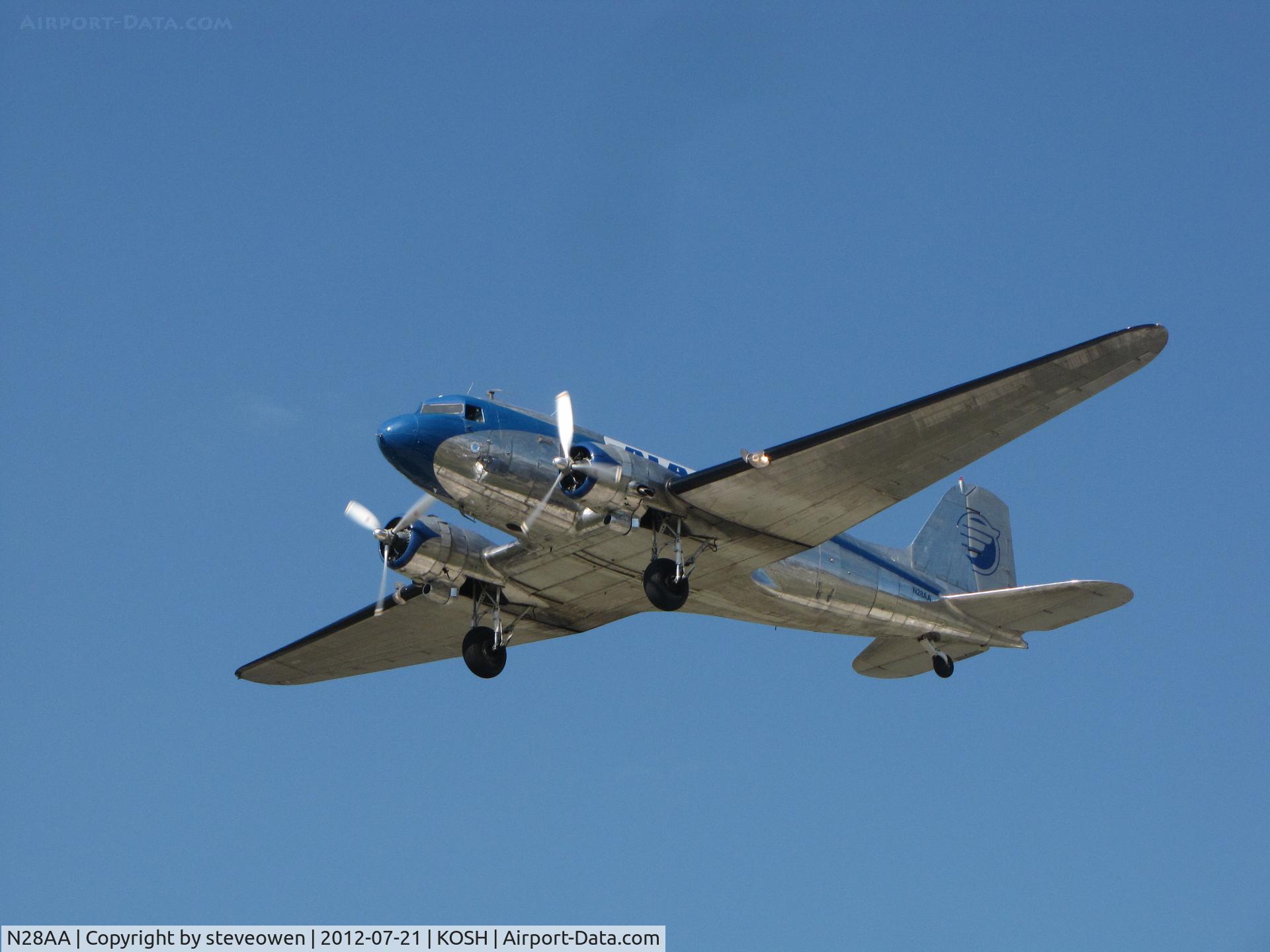 N28AA, 1940 Douglas DC-3A C/N 2239, down wind at Oshkosh
