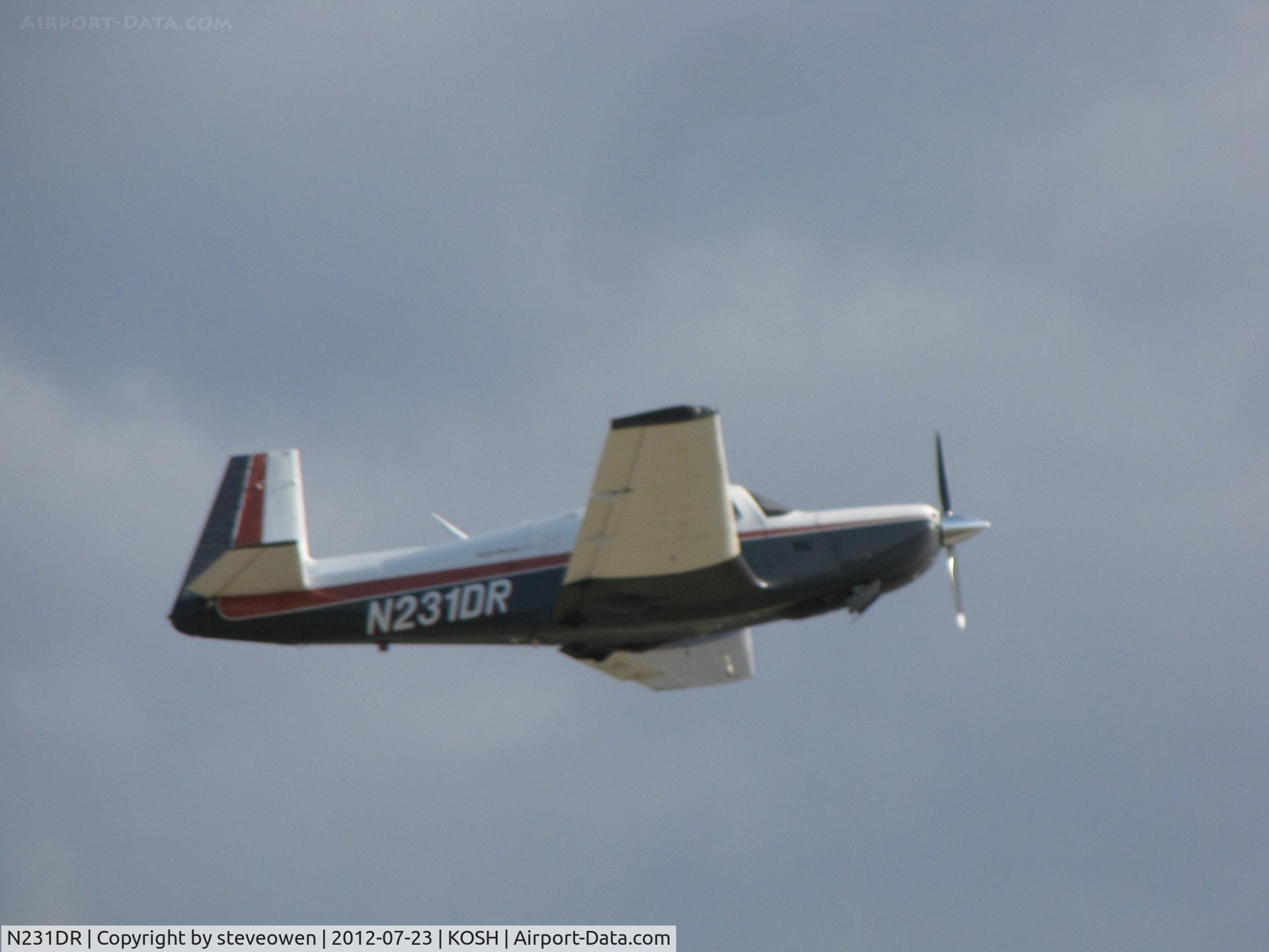 N231DR, 1979 Mooney M20K C/N 25-0044, departing Oshkosh