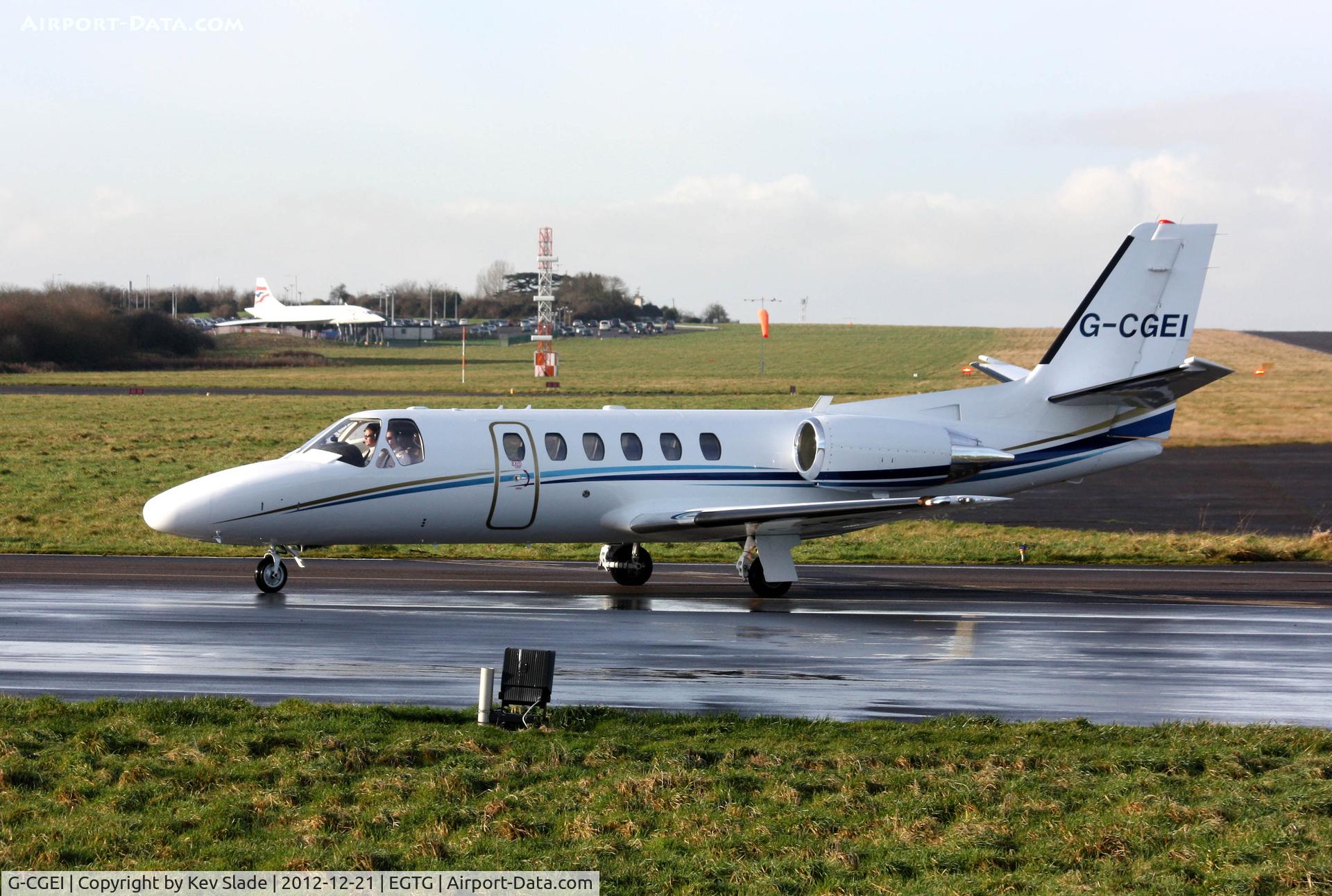 G-CGEI, 2000 Cessna 550 Citation Bravo C/N 550-0951, The final commercial flight to operate to and from Filton taxis in on the last day of operation for this famous and historic airfield.