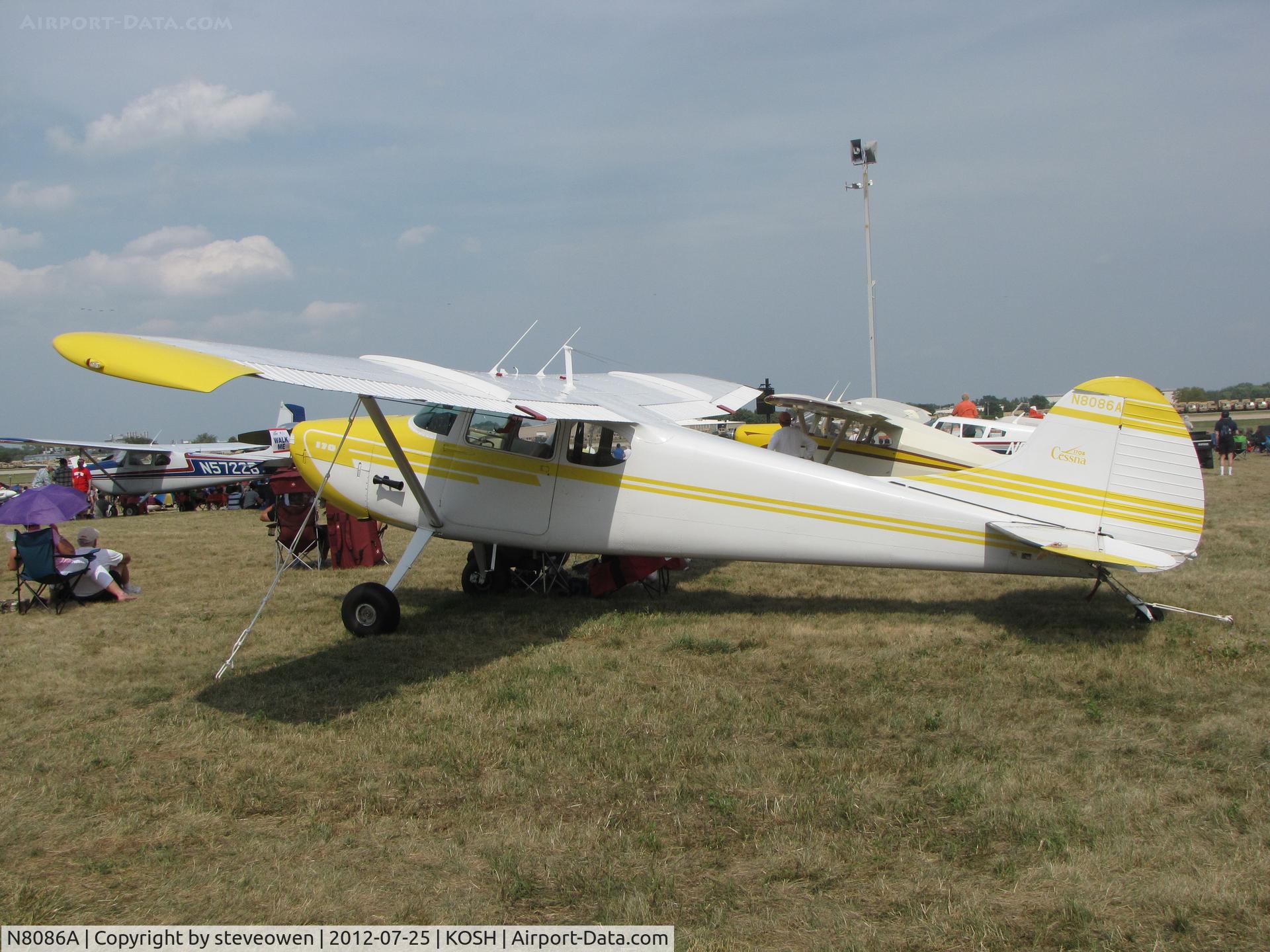 N8086A, 1952 Cessna 170B C/N 20938, Parked in Vintage at Oshkosh
