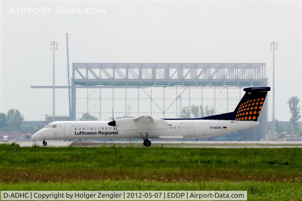 D-ADHC, 2001 De Havilland Canada DHC-8-402Q Dash 8 C/N 4045, Roll out on rwy 08L....