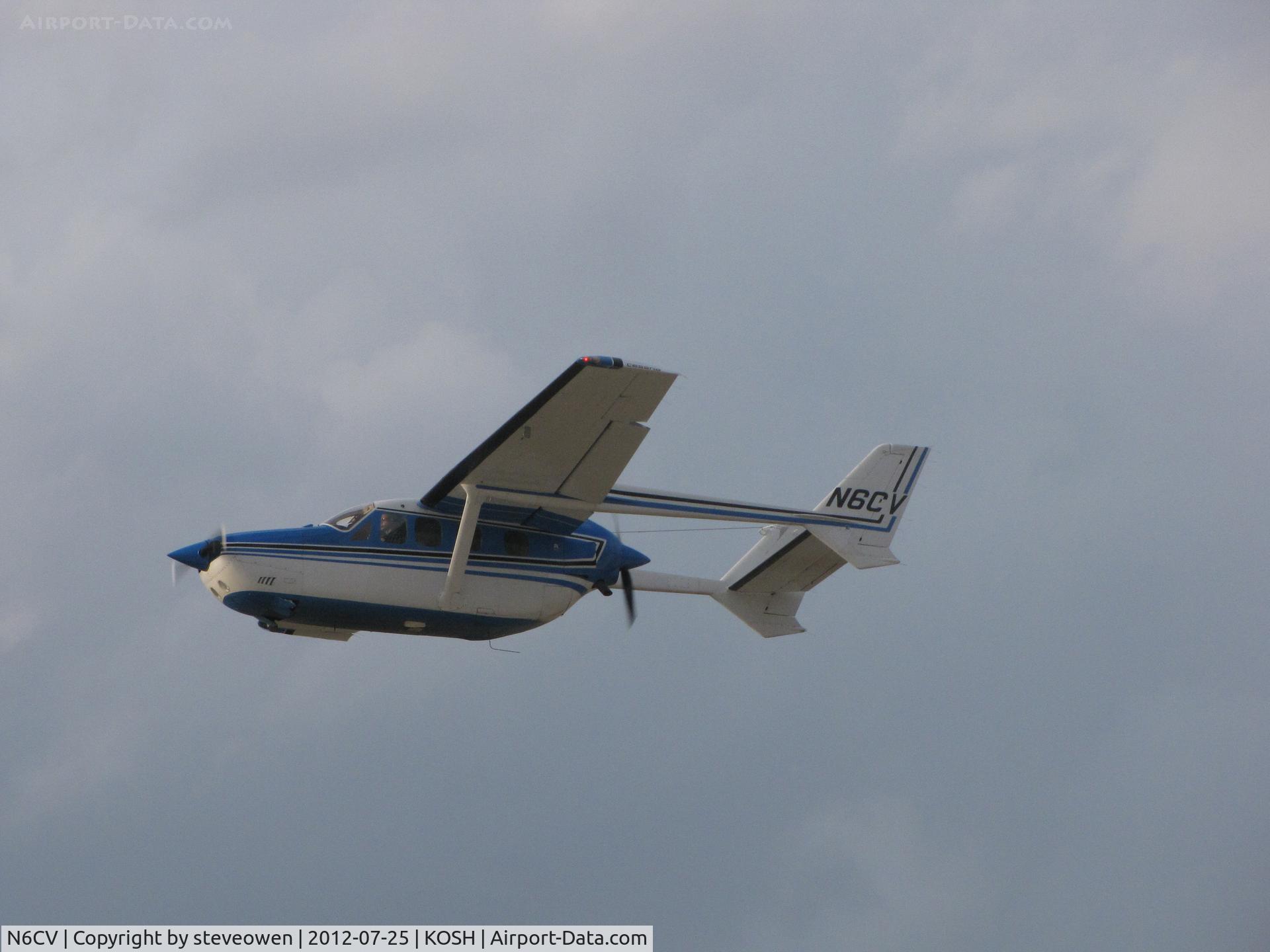 N6CV, 1973 Cessna T337G Turbo Super Skymaster C/N P3370053, departing Oshkosh