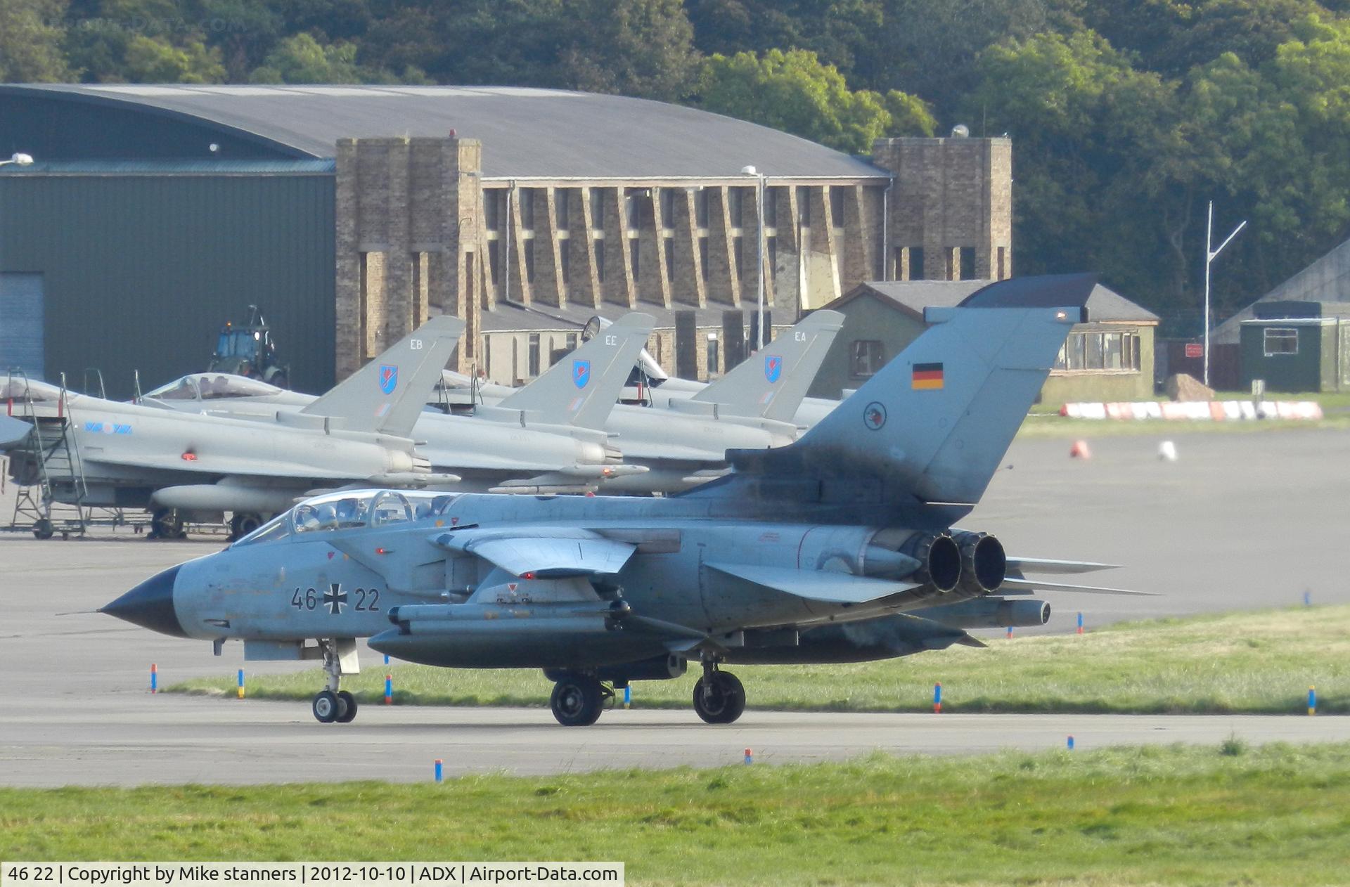 46 22, Panavia Tornado IDS C/N 807/GS255/4322, AG-51 Tornado taxiing back to its dispersal site on the south eastern corner of the airfield,note the based 6sqn Typhoon FGR.4's in the back ground