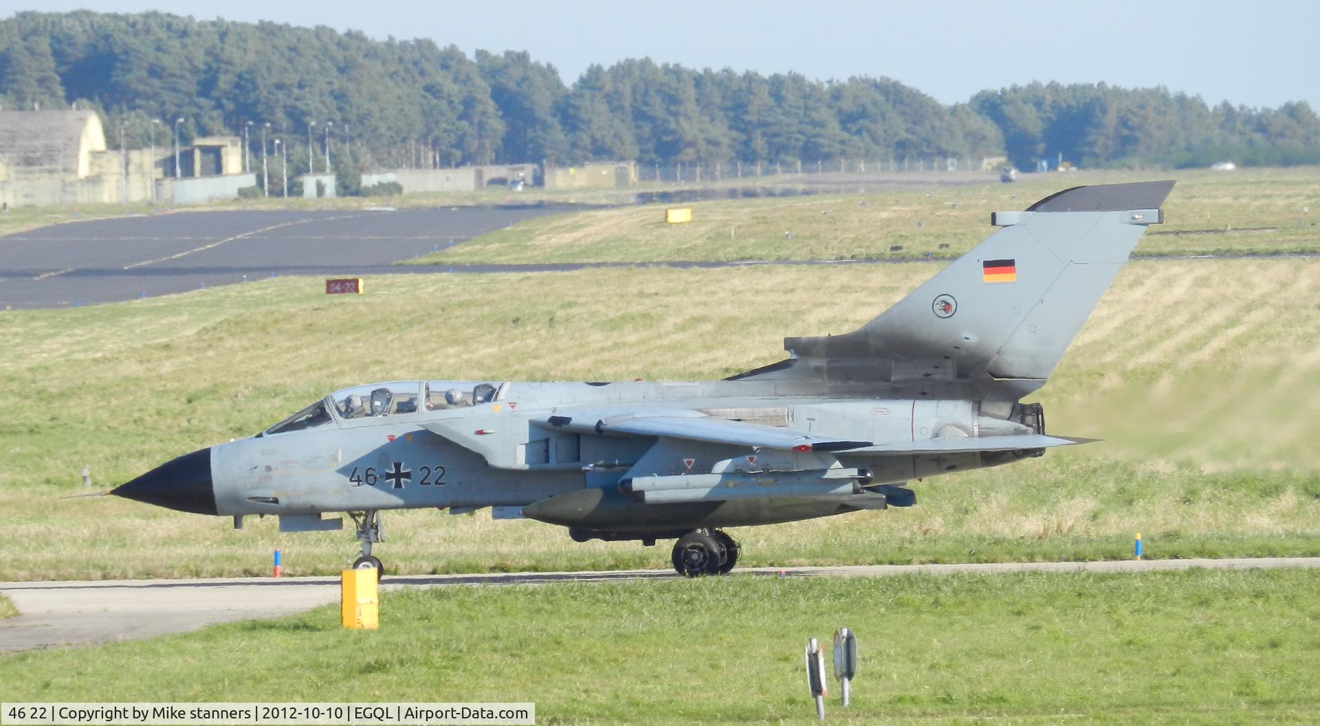 46 22, Panavia Tornado IDS C/N 807/GS255/4322, one of three Schleswig based AG-51 Tornado IDS, That were deployed to RAF Leuchars for exercise Joint warrior,returns from another sortie
