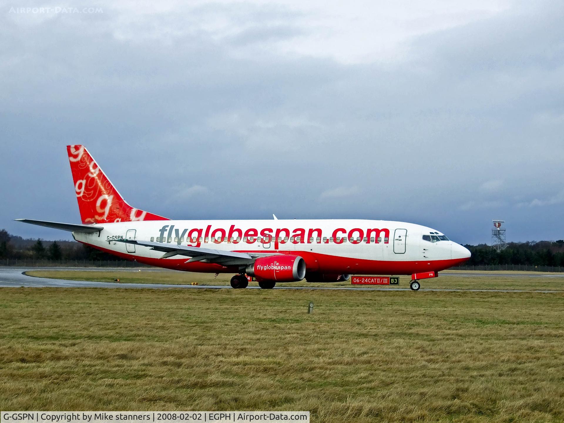 G-GSPN, 1999 Boeing 737-31S C/N 29267, Globspan B737 Arrives at EDI,G-GSPN Is Now operated by air baltic as YL-BBS after the demise of Flyglobespan