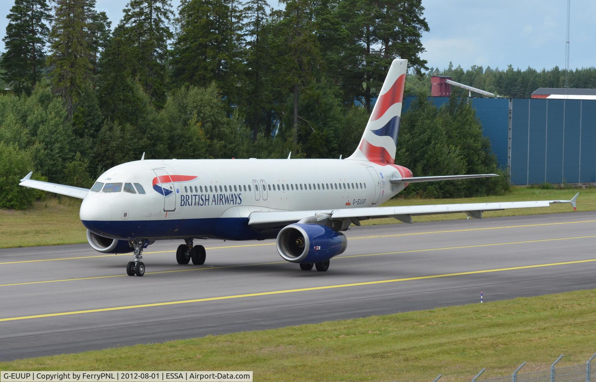 G-EUUP, 2003 Airbus A320-232 C/N 2038, Speedbird A320 taxiing for departure from ARN