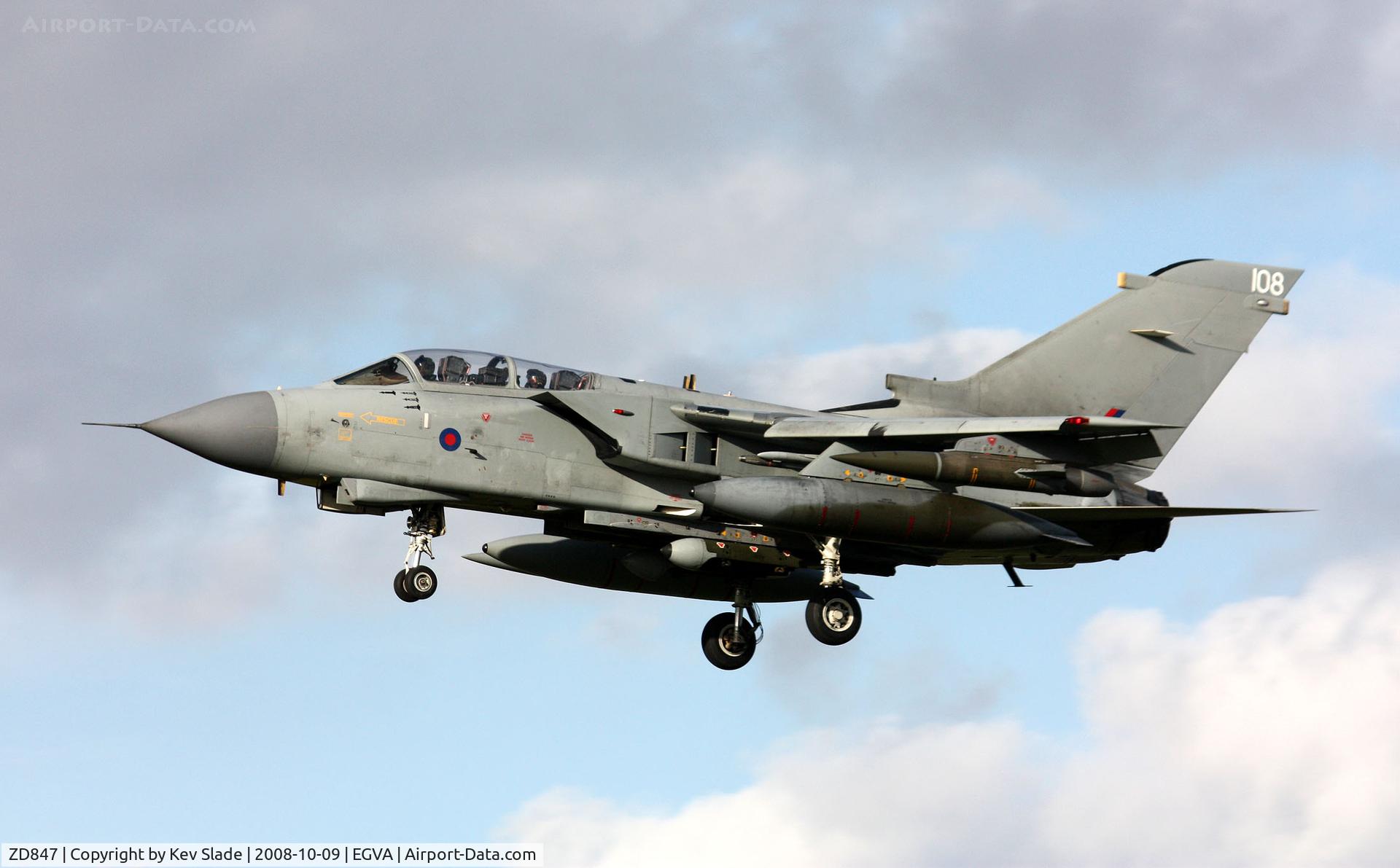 ZD847, 1985 Panavia Tornado GR.4 C/N 437/BS145/3199, Returning from an Exercise Crown Condor mission.