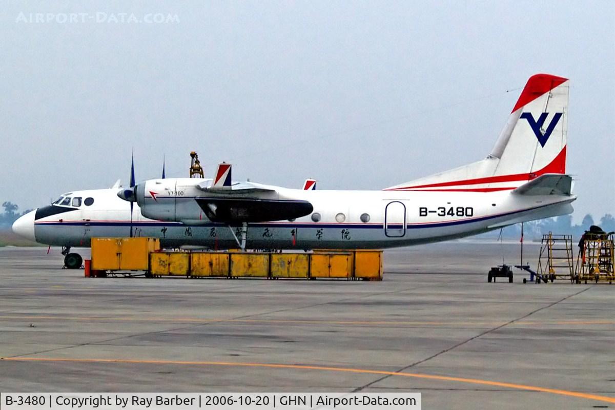 B-3480, 1988 Xian Yunshuji Y7-100 C/N 06709, Xian Y-7 100 [06709] (CAAC Flying College) Chengdu-Guanghan~B 20/10/2006