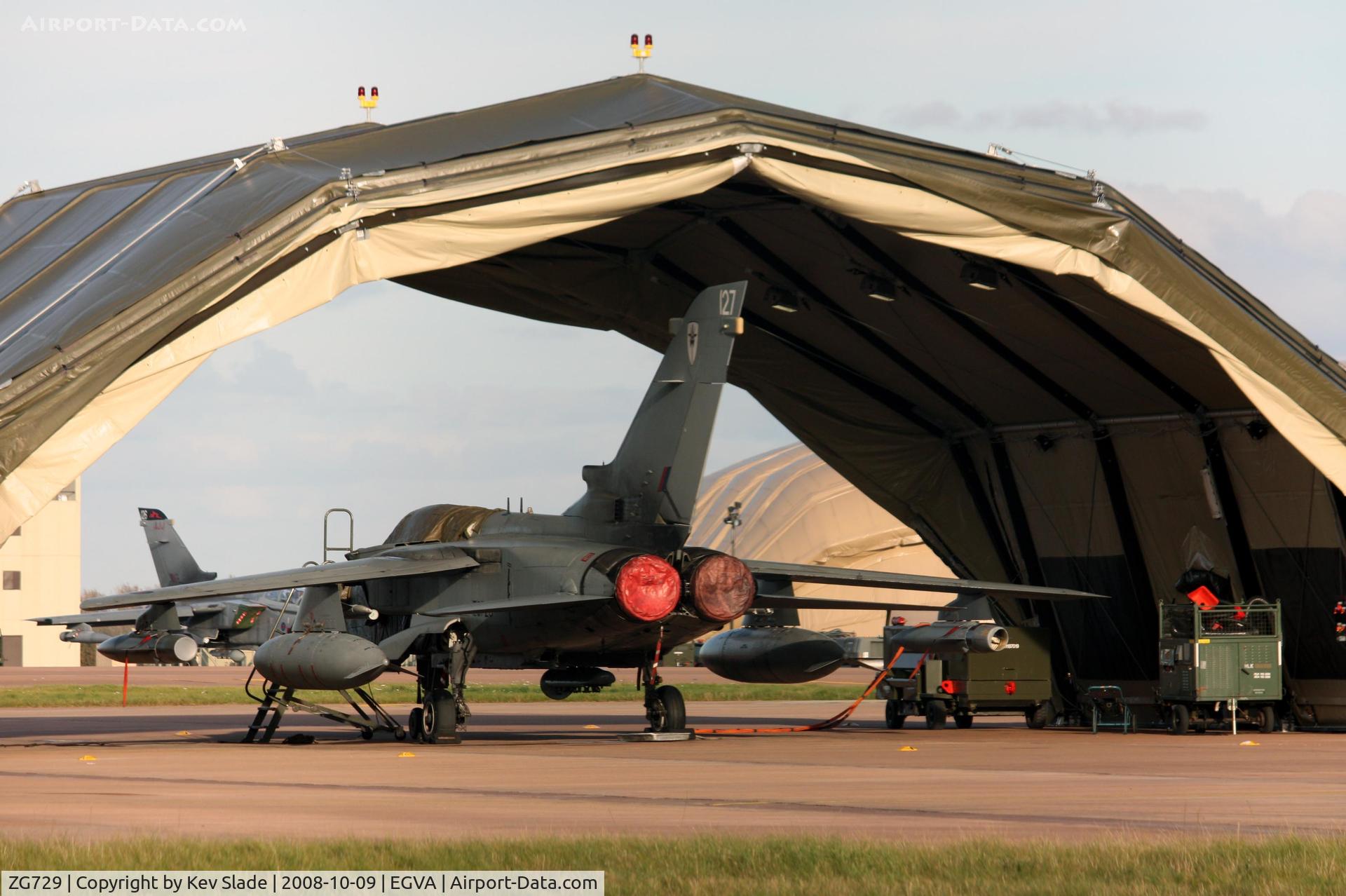 ZG729, 1990 Panavia Tornado GR.4 C/N 836/BS185/3405, In a temporary shelter during Exercise Crown Condor.