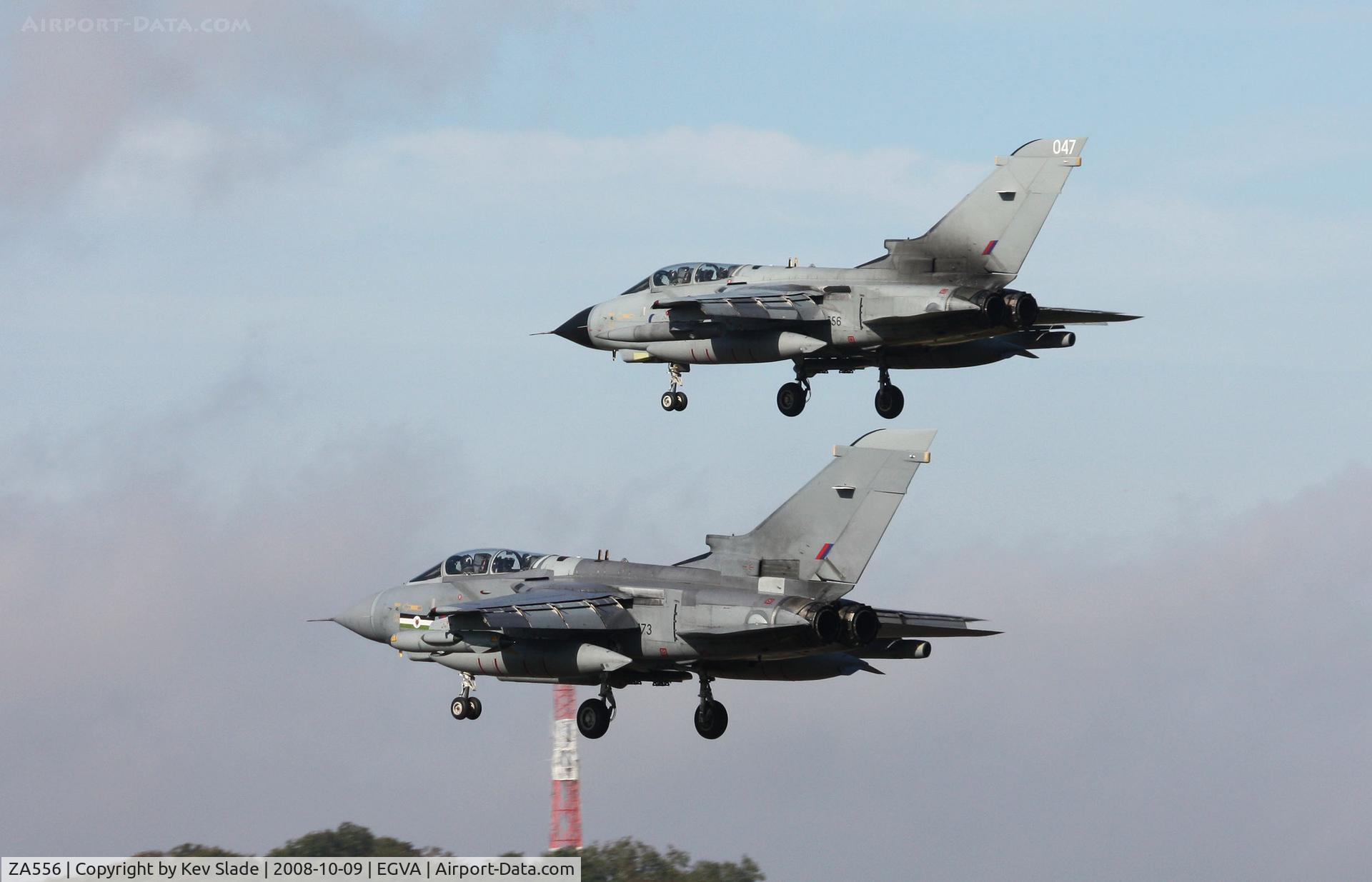 ZA556, 1981 Panavia Tornado GR.4 C/N 075/BS020/3040, Returning in company with ZA473 from an Exercise Crown Condor mission..