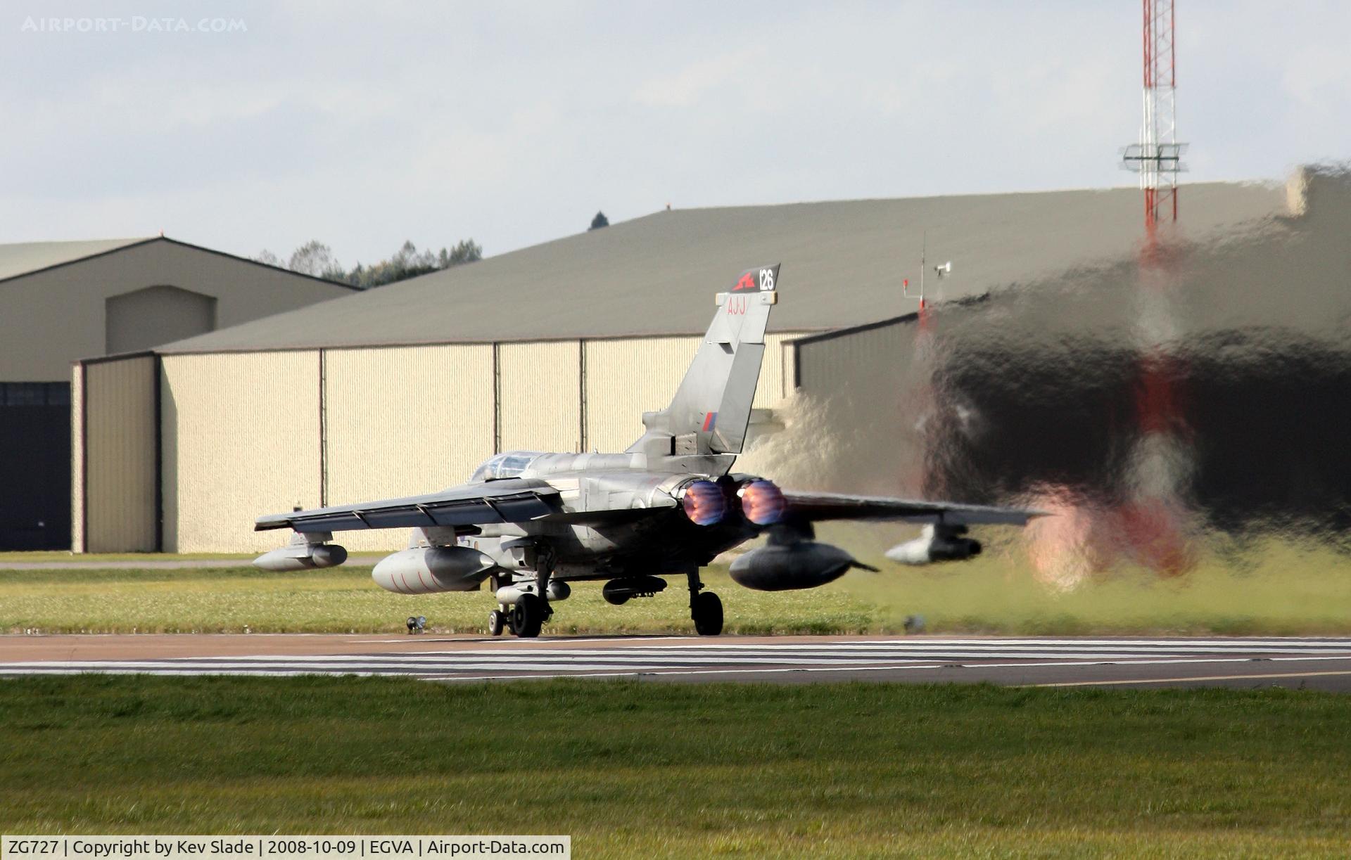 ZG727, 1990 Panavia Tornado GR.4A C/N 832/BT184/3402, Departing on an Exercise Crown Condor mission.