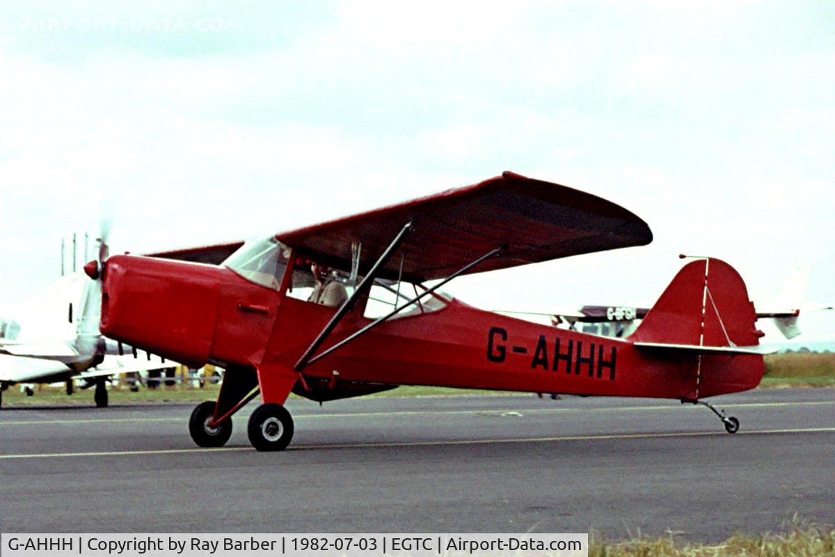 G-AHHH, 1946 Auster J-1N Alpha C/N 2011, Auster J/1 Autocrat [2011] Cranfield~G 03/07/1982. Image taken from a slide.