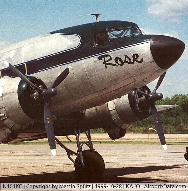 N101KC, 1943 Douglas DC-3C C/N 11639, Sitting on the apron at Corona Airport