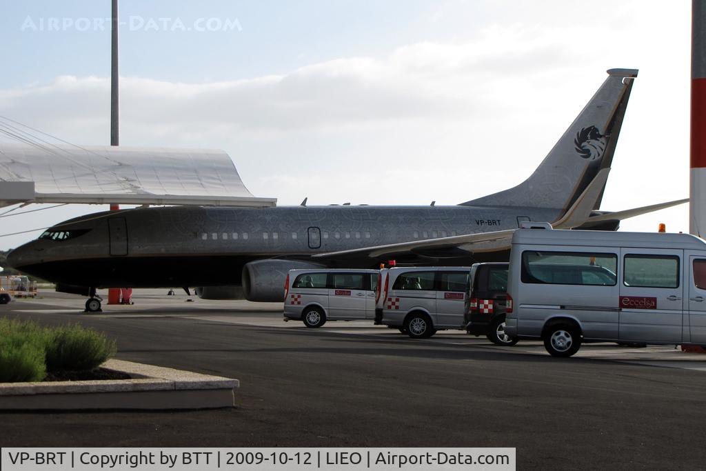 VP-BRT, 2001 Boeing 737-7BC C/N 32970, Parked at the Olbia bizjet terminal opened just two months earlier