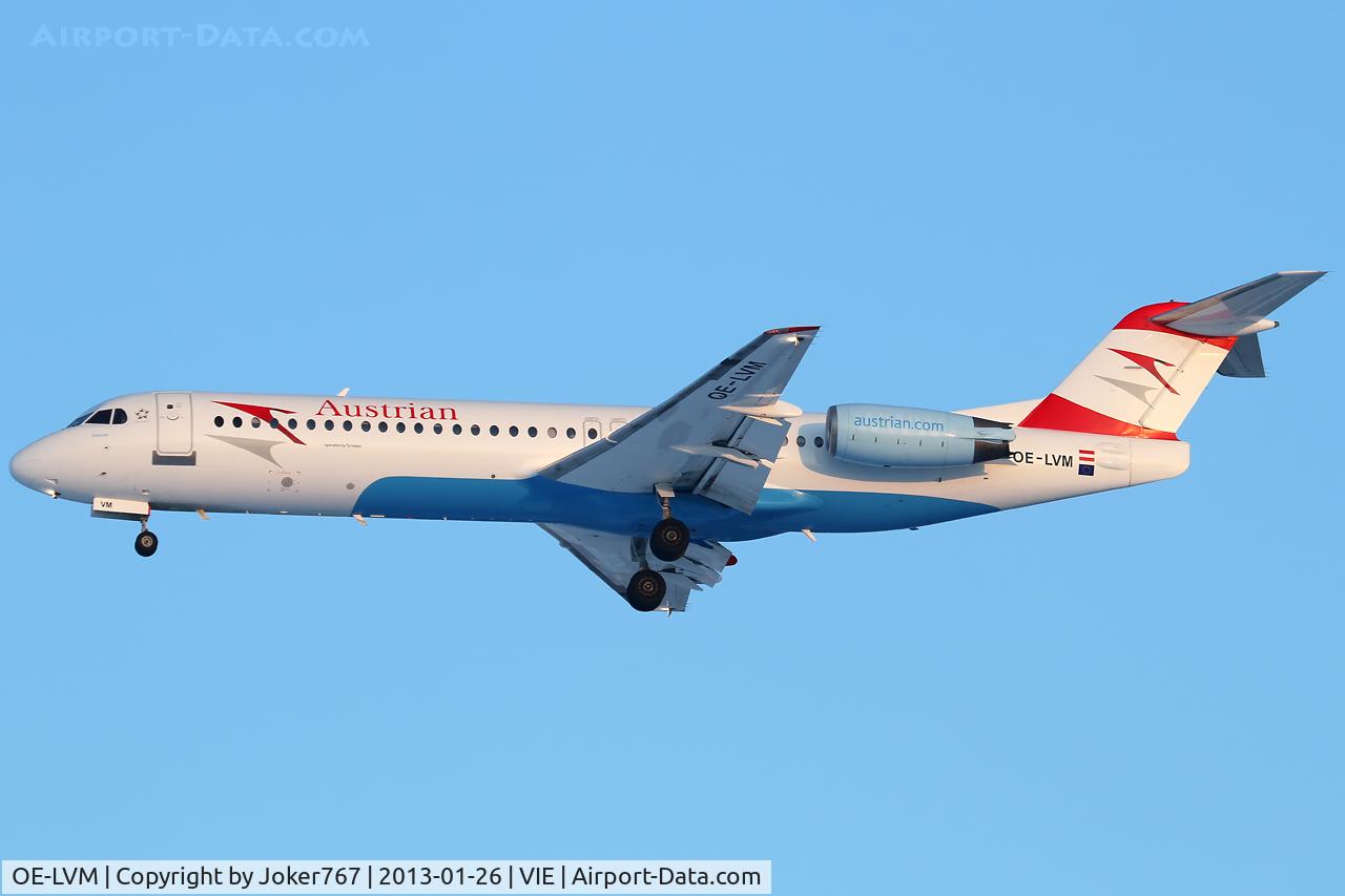 OE-LVM, 1991 Fokker F100 (F-28-0100) C/N 11361, Austrian Airlines