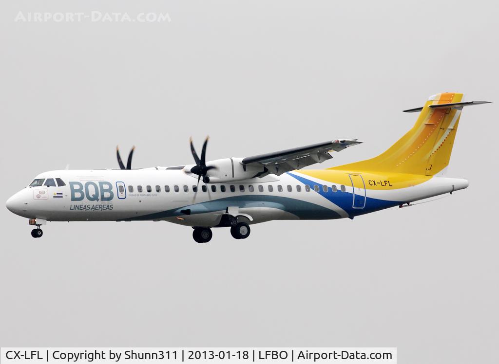 CX-LFL, 1998 ATR 72-212A C/N 570, Landing rwy 14R for refuelling due to his delivery flight from LFBF