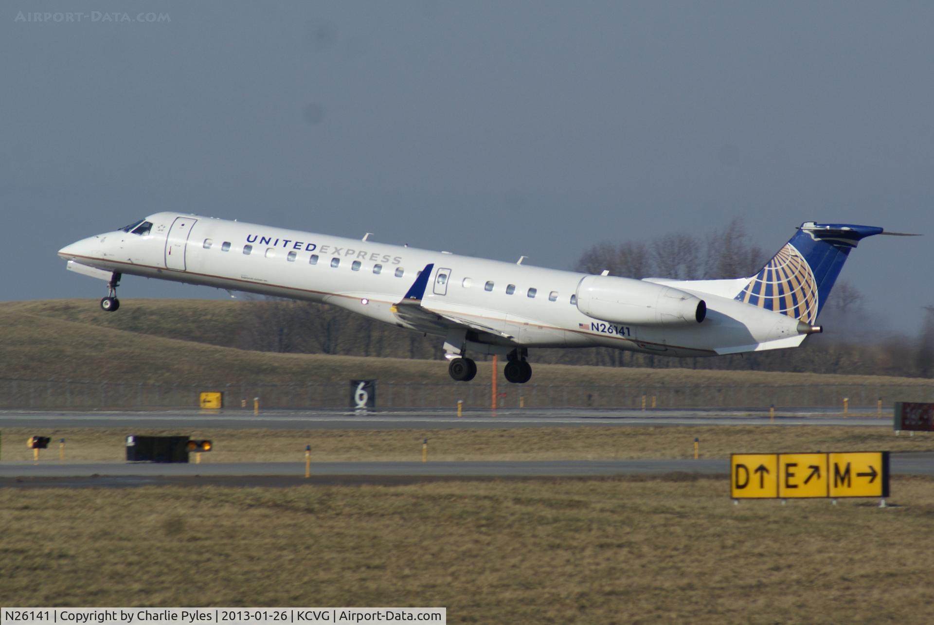 N26141, 2003 Embraer ERJ-145XR (EMB-145XR) C/N 145733, Blastin' off CVG on a cold January day