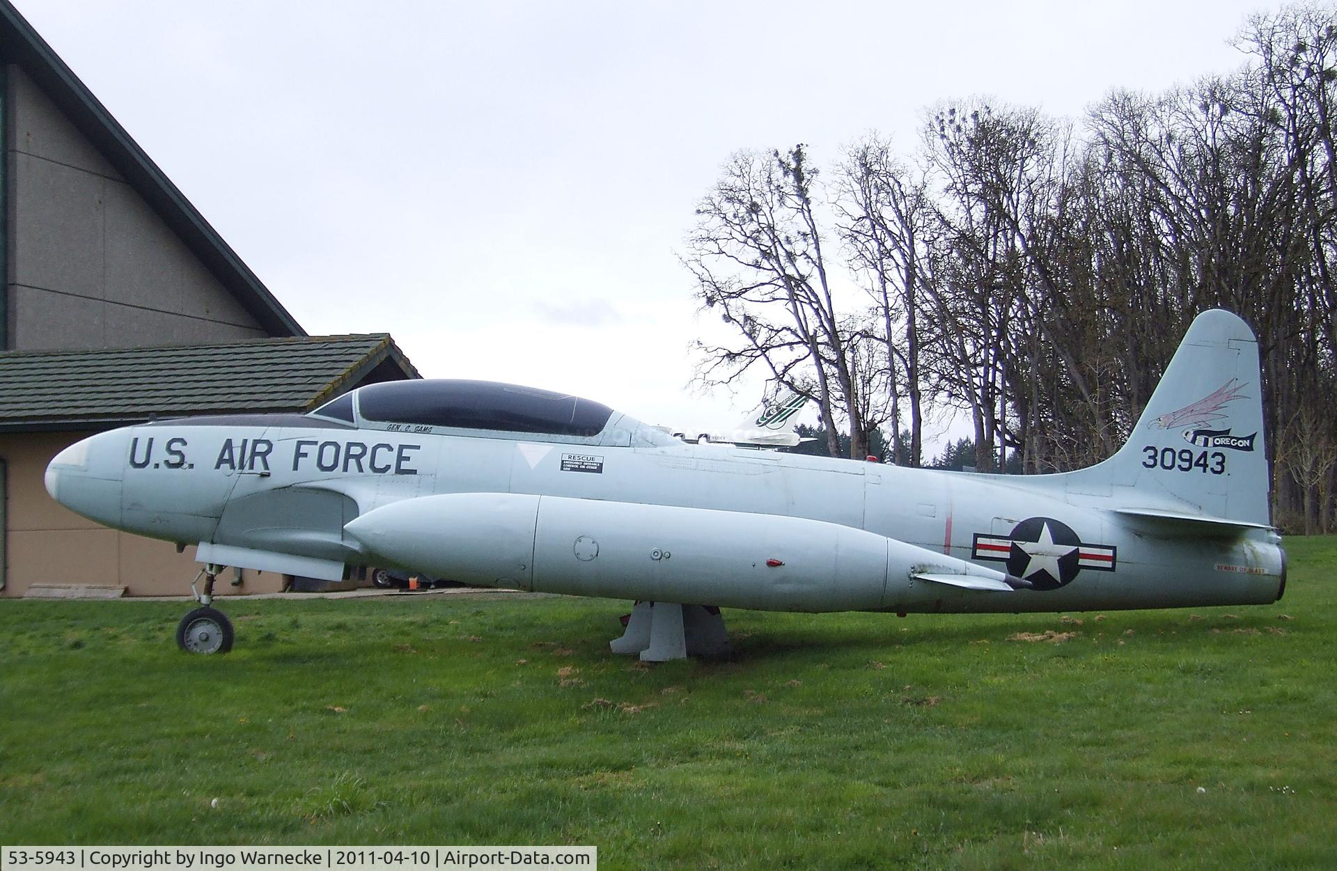 53-5943, 1953 Lockheed T-33A Shooting Star C/N 580-9419, Lockheed T-33A at the Evergreen Aviation & Space Museum, McMinnville OR