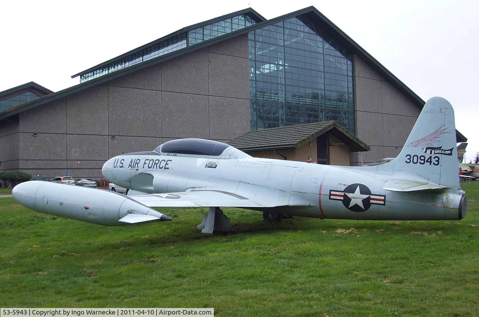 53-5943, 1953 Lockheed T-33A Shooting Star C/N 580-9419, Lockheed T-33A at the Evergreen Aviation & Space Museum, McMinnville OR