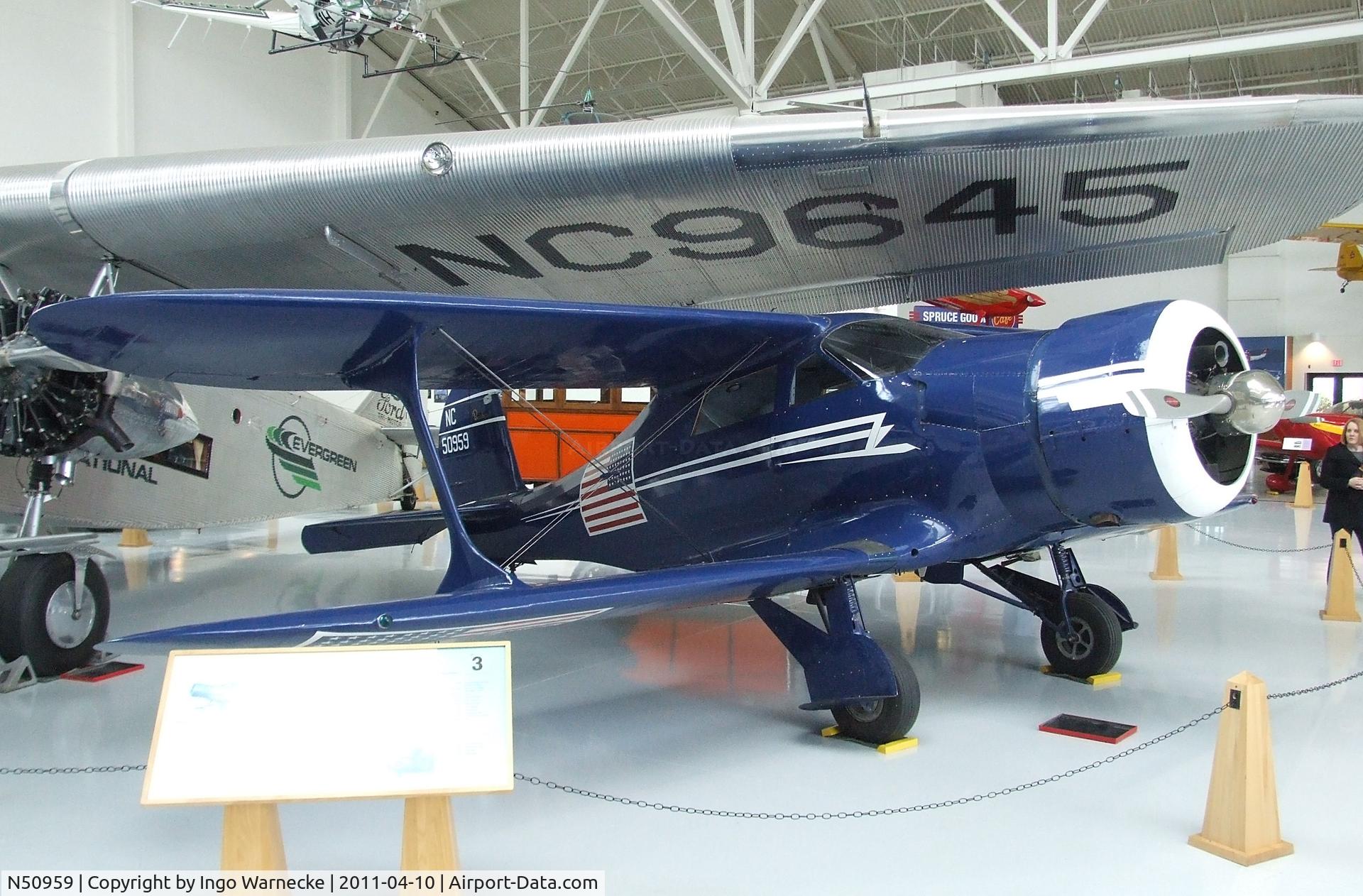 N50959, 1939 Beech D-17A C/N 305, Beechcraft D17A Staggerwing at the Evergreen Aviation & Space Museum, McMinnville OR