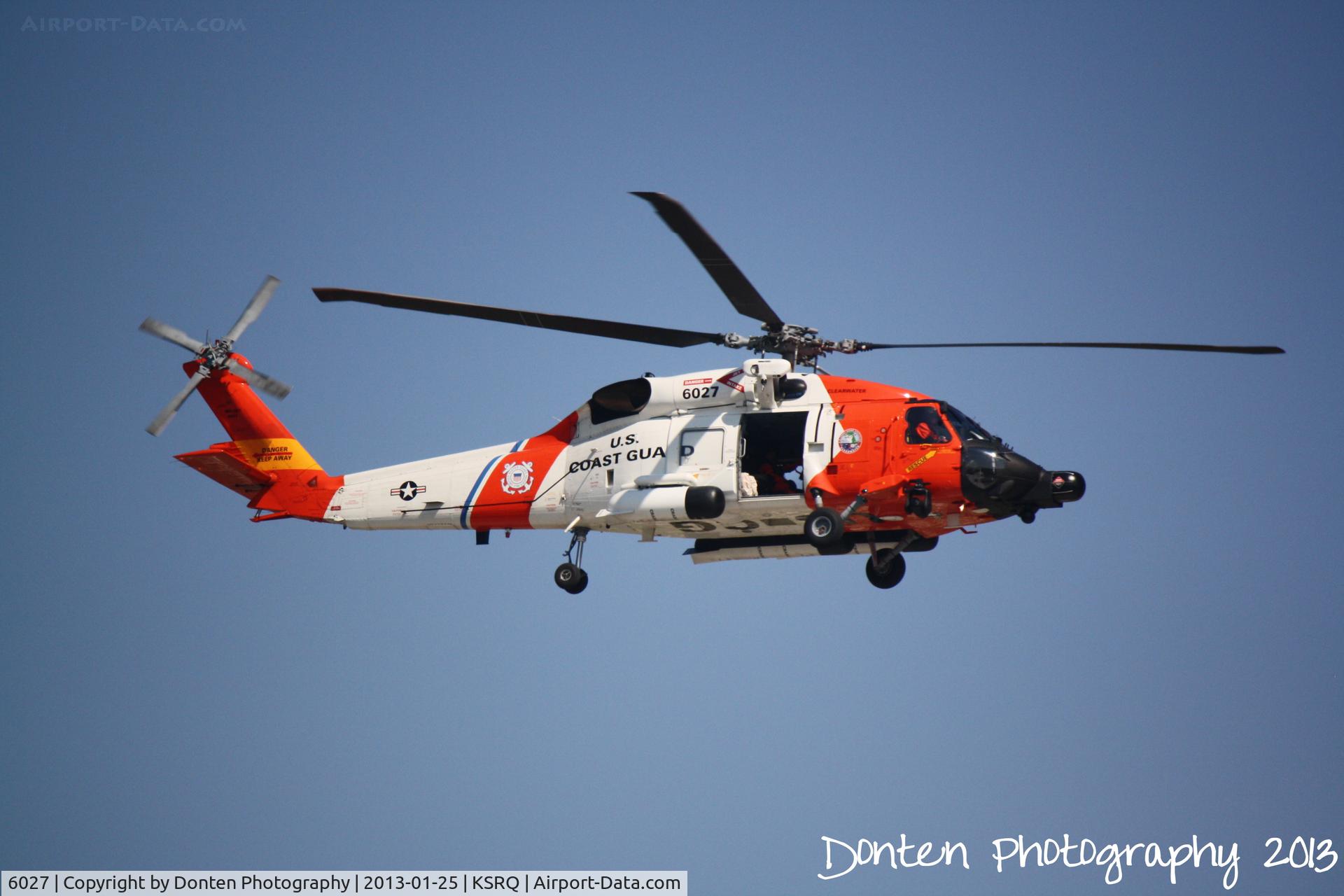 6027, Sikorsky MH-60T Jayhawk C/N 70.1786, An HH-60 Jayhawk (6027) from US Coast Guard Air Station Clearwater on approach to Sarasota-Bradenton International Airport