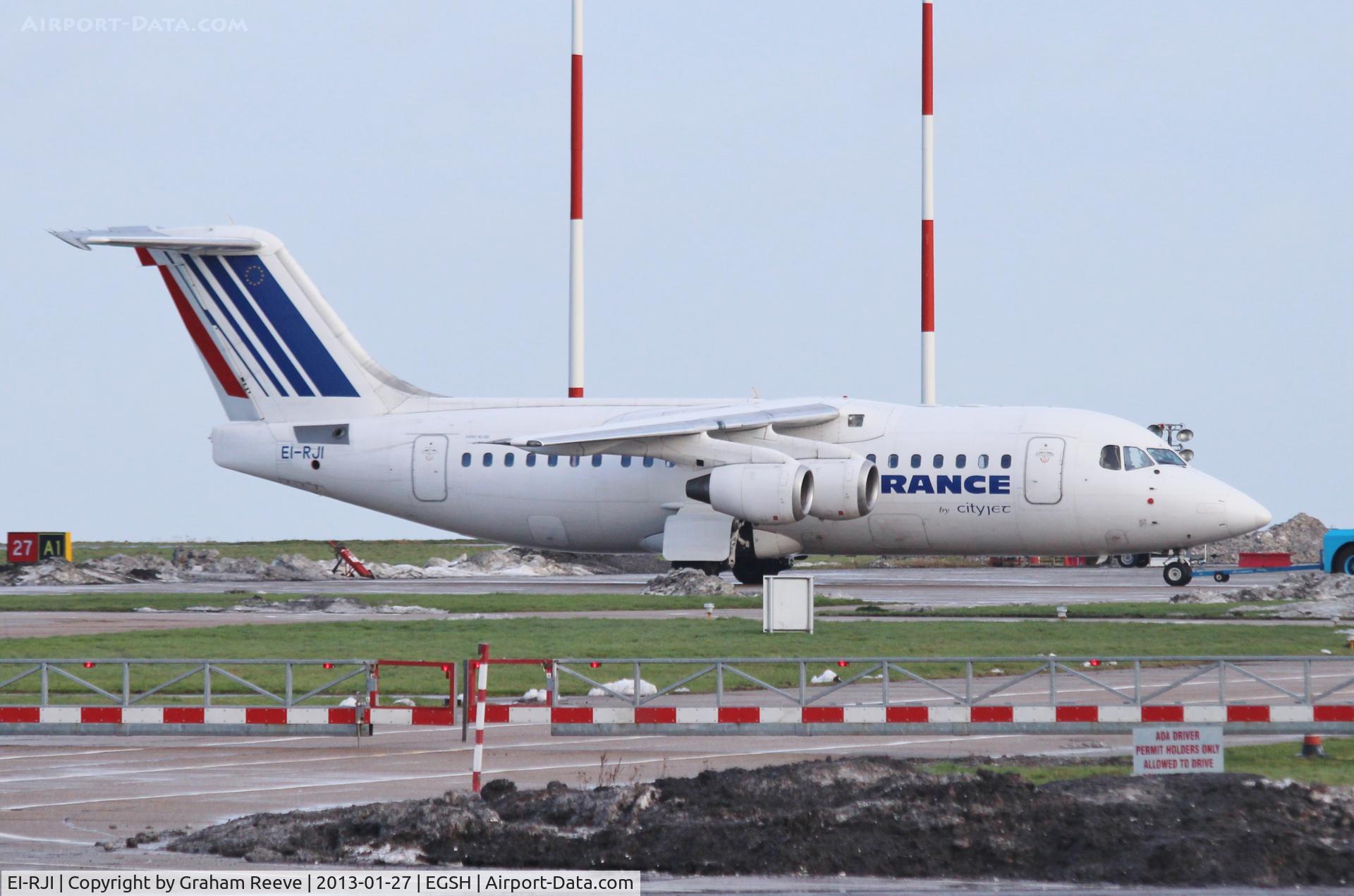 EI-RJI, 1999 British Aerospace Avro 146-RJ85A C/N E2346, Parked at Norwich.