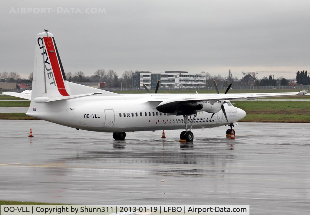 OO-VLL, 1989 Fokker 50 C/N 20144, Parked at the General Aviation area... Was used for a Football flight against Toulouse Football team...