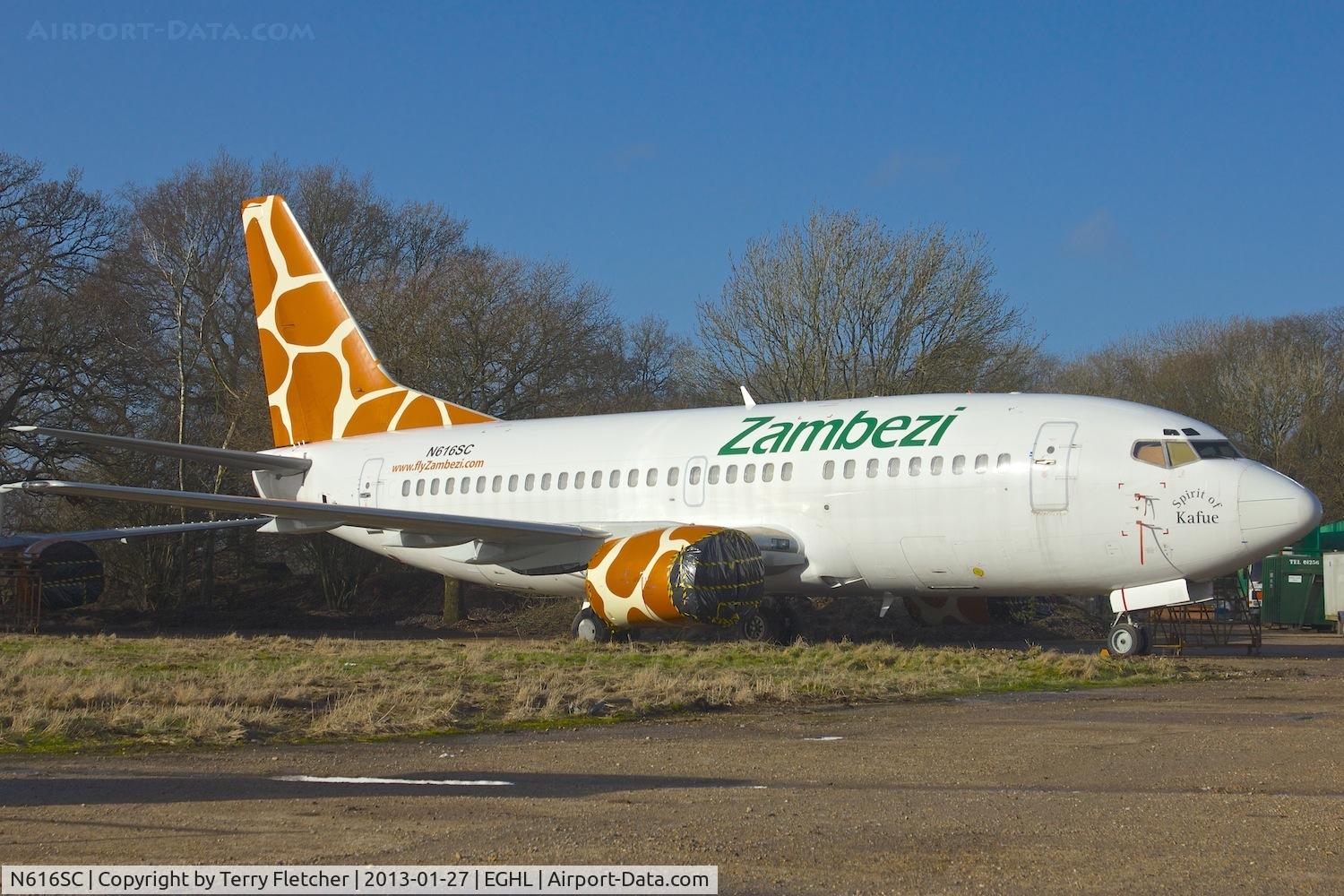 N616SC, 1993 Boeing 737-5Y0 C/N 26101, GECAS 1993 Boeing 737-5YO, c/n: 26101 in Zambezi Airlines colours at Lasham  - ex B-2915 and 9J-ZJA