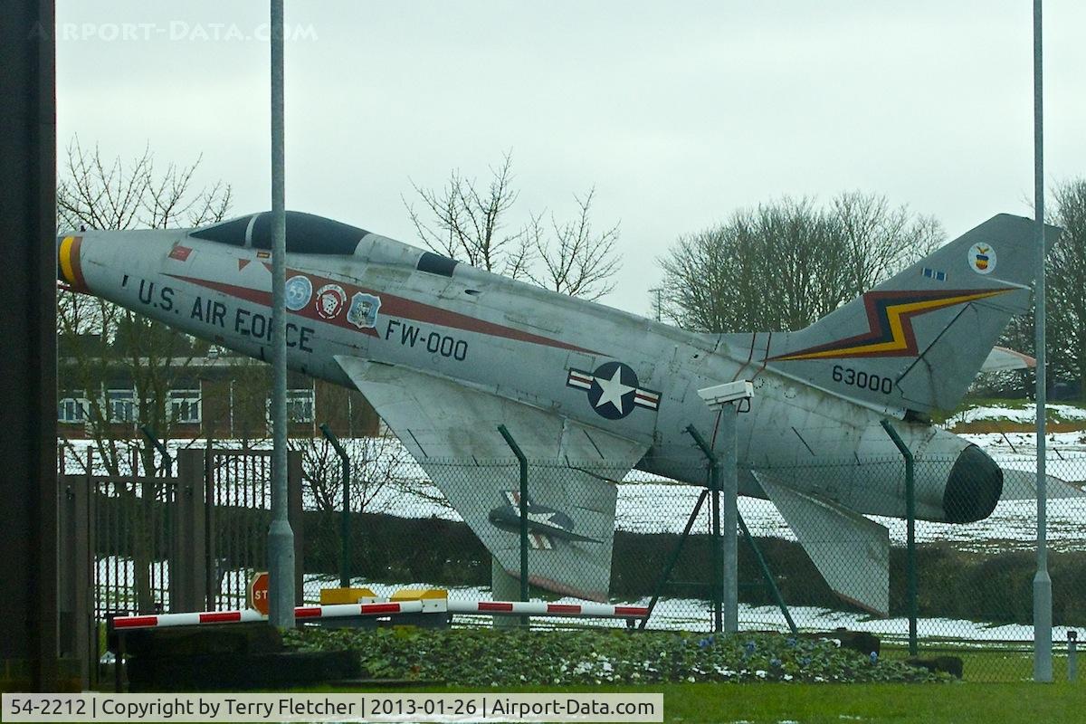 54-2212, 1954 North American F-100D Super Sabre C/N 223-92, 1954 North American F-100D-10-NA Super Sabre, c/n: 223-92 - Gate Guard at RAF Croughton