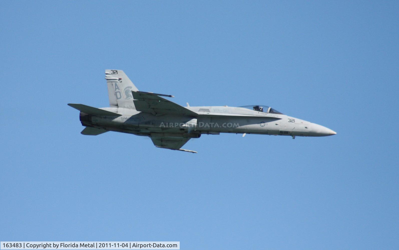 163483, 1988 McDonnell Douglas F/A-18C Hornet C/N 0714/C042, Hornet demo over 2011 Cocoa Beach Airshow
