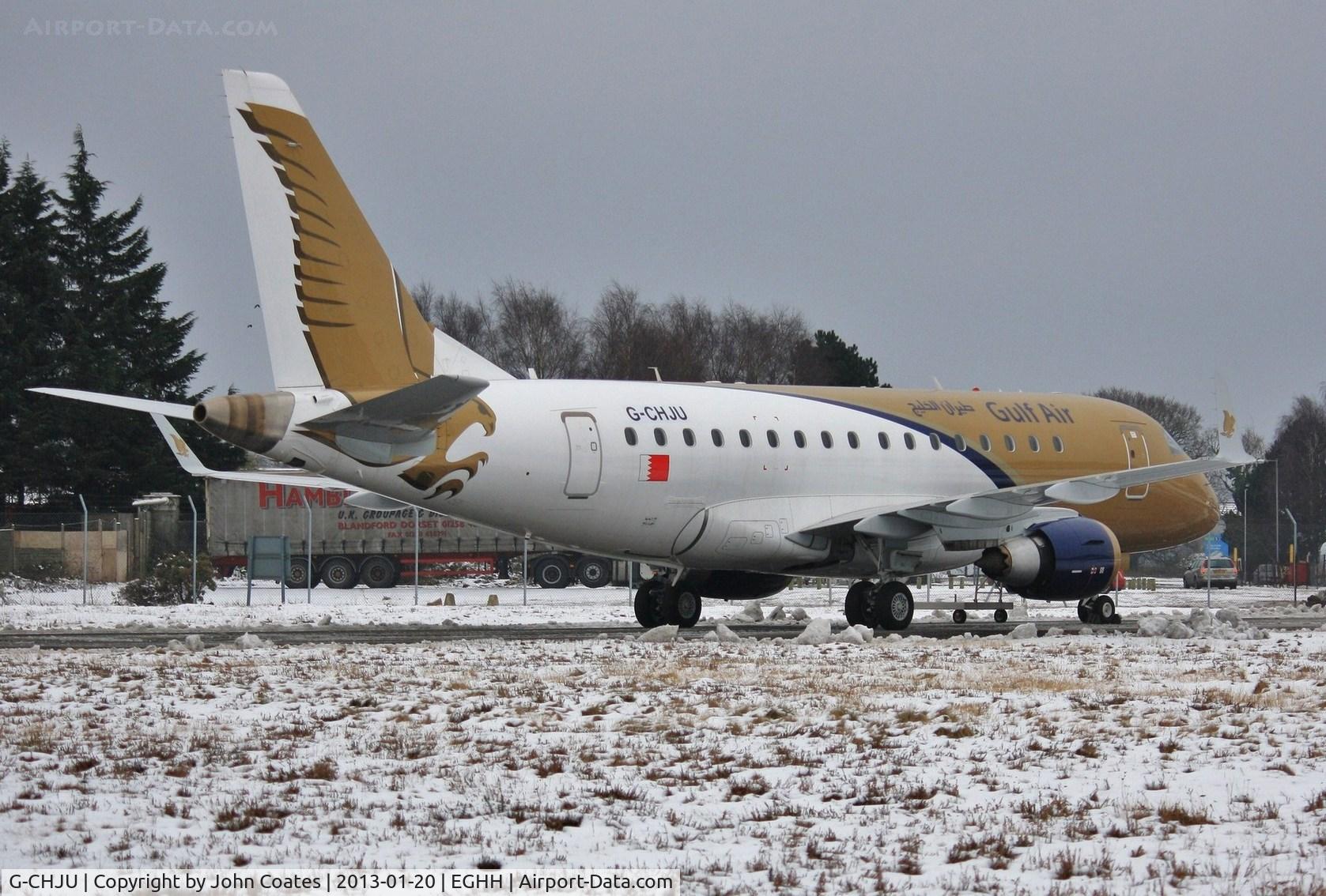 G-CHJU, 2009 Embraer 170LR (ERJ-170-100LR) C/N 17000293, ex A9C-MB arrives for respray to Air Costa India