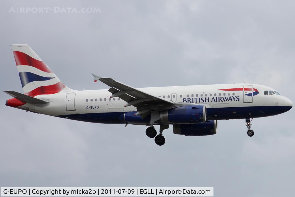 G-EUPO, 2000 Airbus A319-131 C/N 1279, Landing