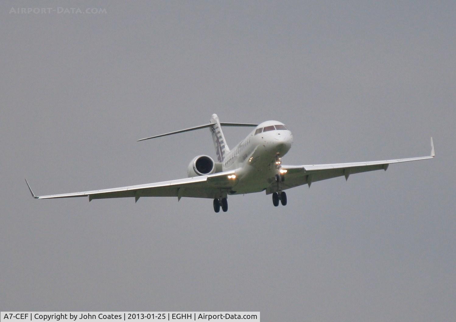 A7-CEF, 2008 Bombardier BD-700-1A10 Global Express C/N 9294, On finals to runway 08