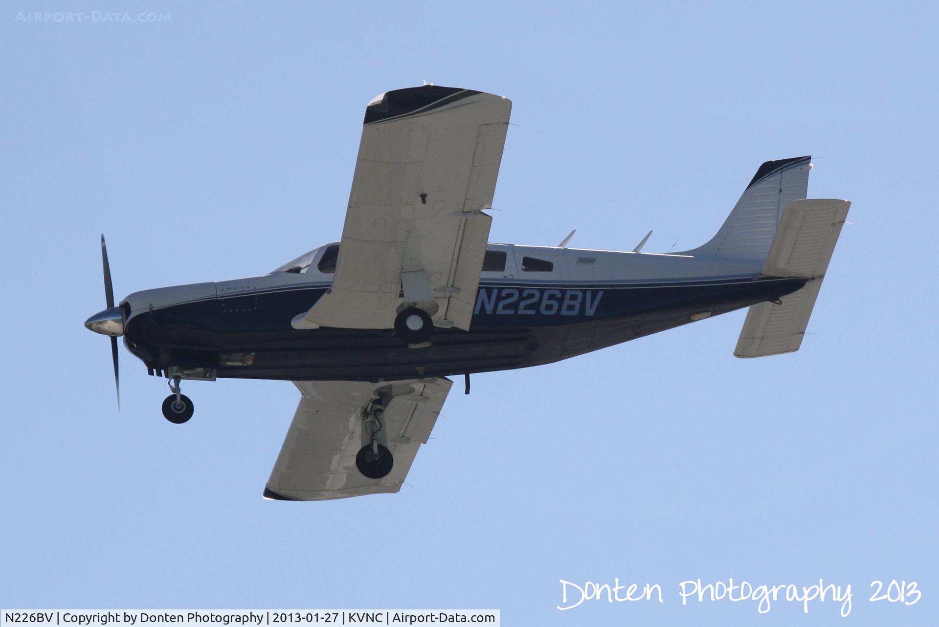 N226BV, 1976 Piper PA-32R-300 Cherokee Lance C/N 32R-7680225, Piper Cherokee (N226BV) flies over Brohard Beach on approach to Runway 5 at Venice Municipal Airport