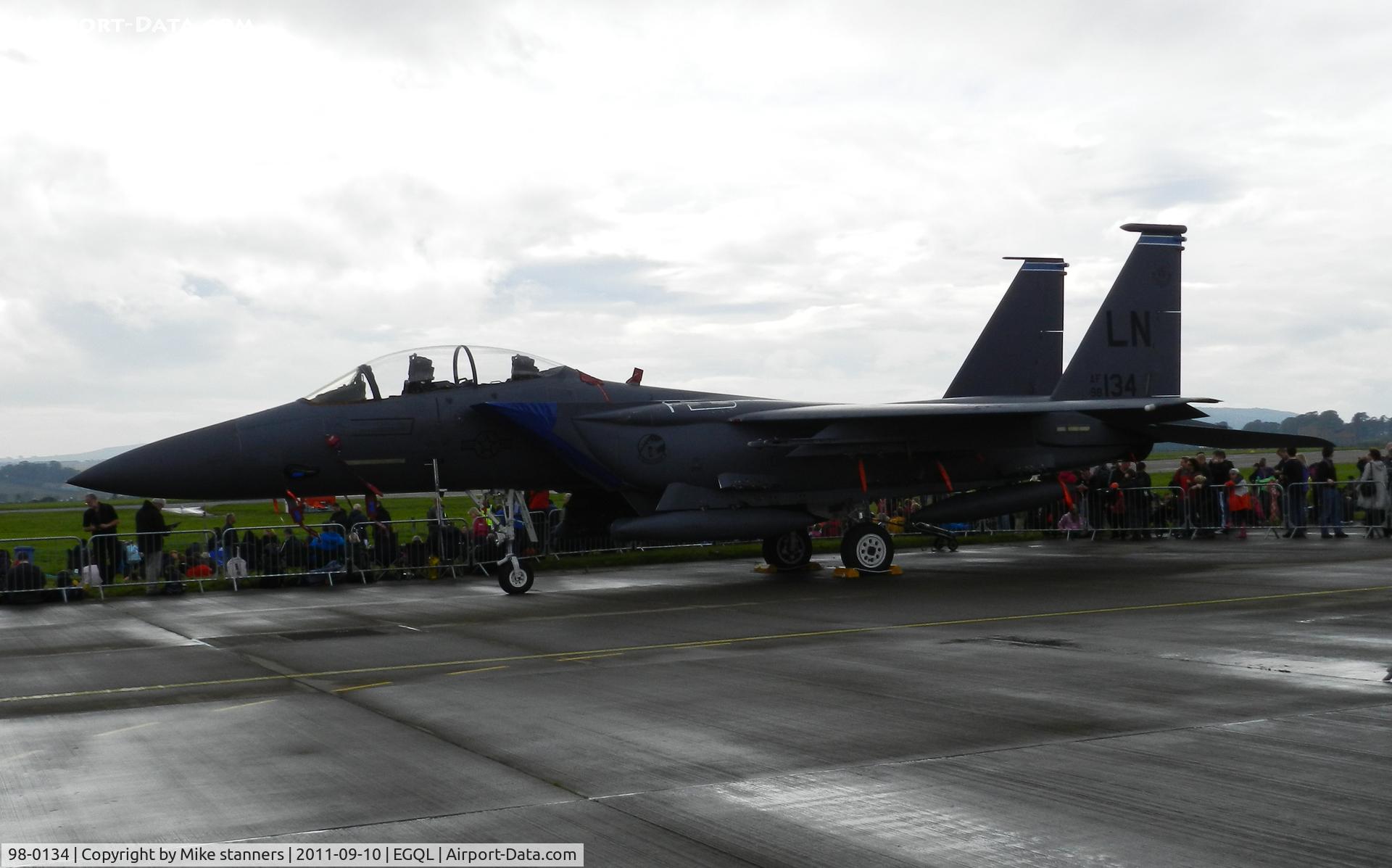 98-0134, 1998 McDonnell Douglas F-15E Strike Eagle C/N 1364/E225, 492FS F-15E Strike eagle loaded with 3x MXU-648 Baggage pods