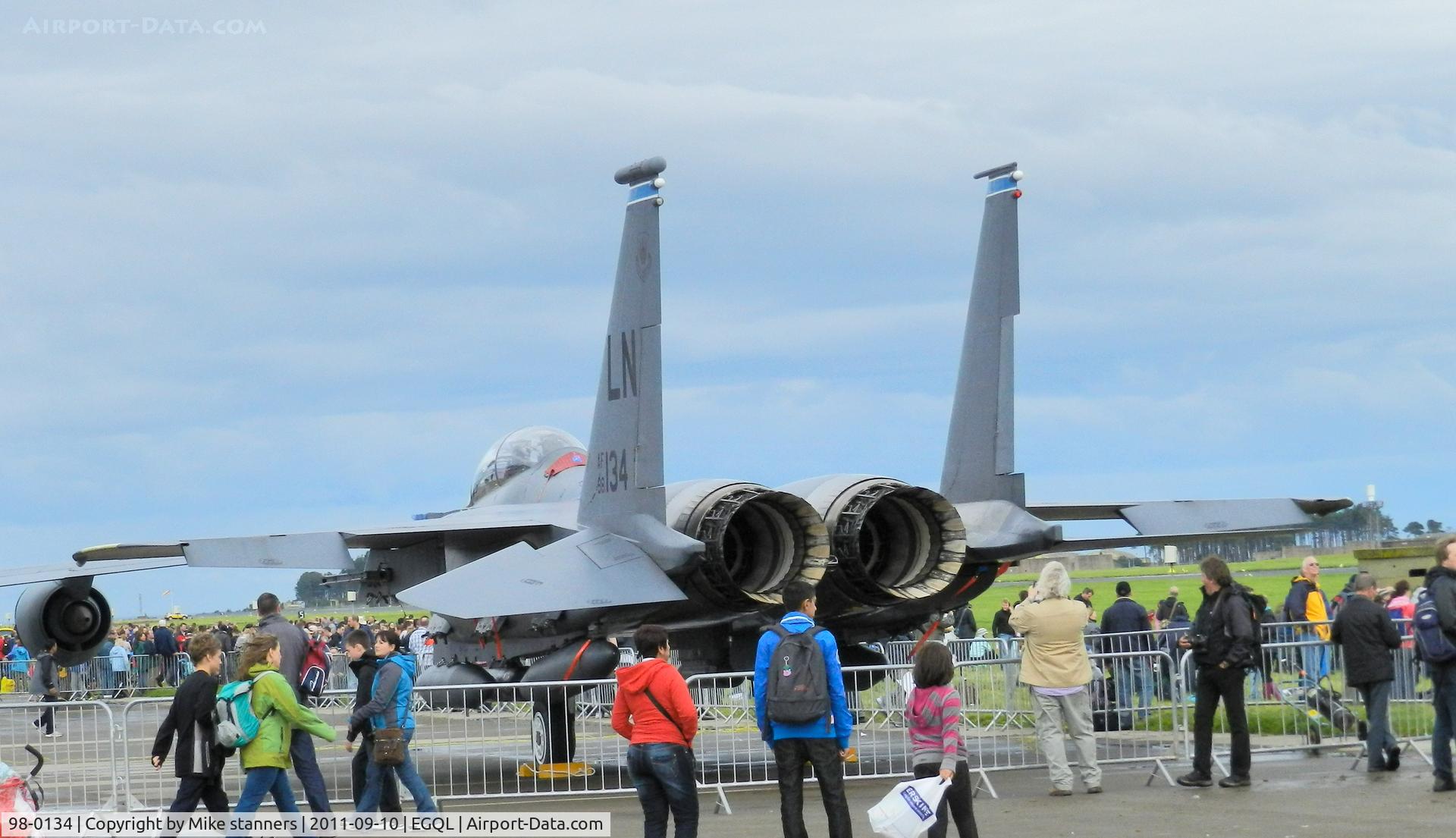 98-0134, 1998 McDonnell Douglas F-15E Strike Eagle C/N 1364/E225, 492FS Strike eagle in the static display at Leuchars airshow 2011