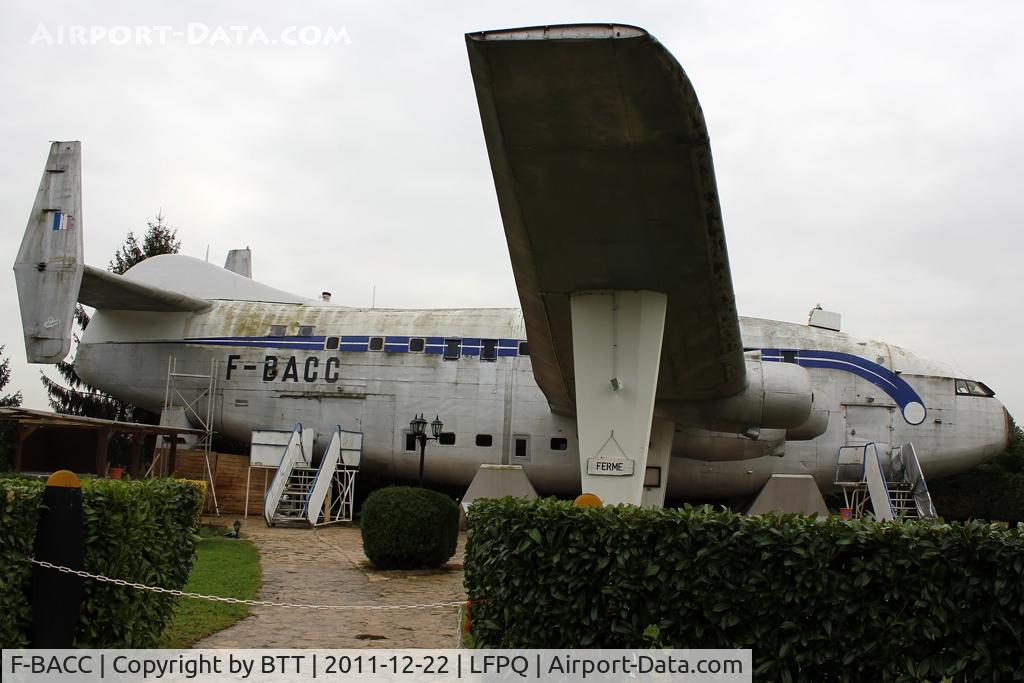 F-BACC, 1950 Breguet 763 Provence C/N 6, Now a restaurant, with fake registration in old Air France colours. Served in French Air Force as 82-PP/306 and Air France F-BASS