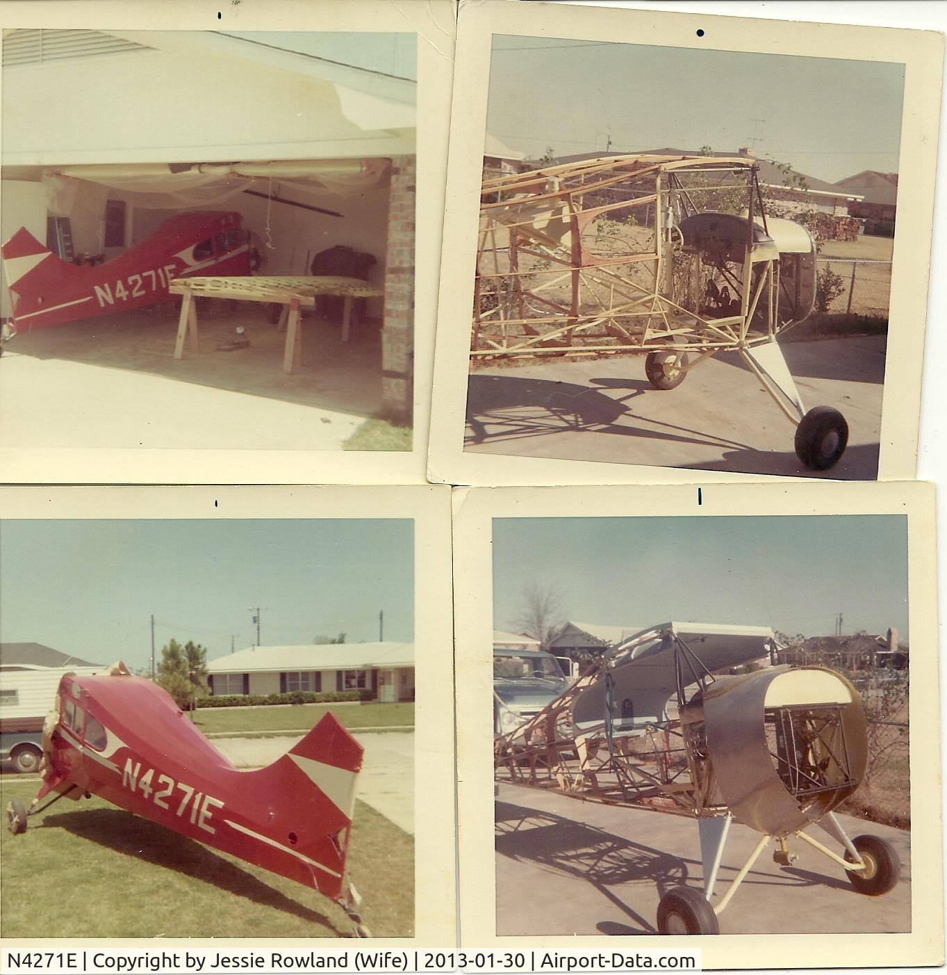 N4271E, 1947 Aeronca 11CC Super Chief C/N 11CC-151, This Picture was take back in 1968 when my father Maj. Alva Gene Rowland was restoring the aircraft in his garage. 
 I am his son David I was 8 years old at the time.