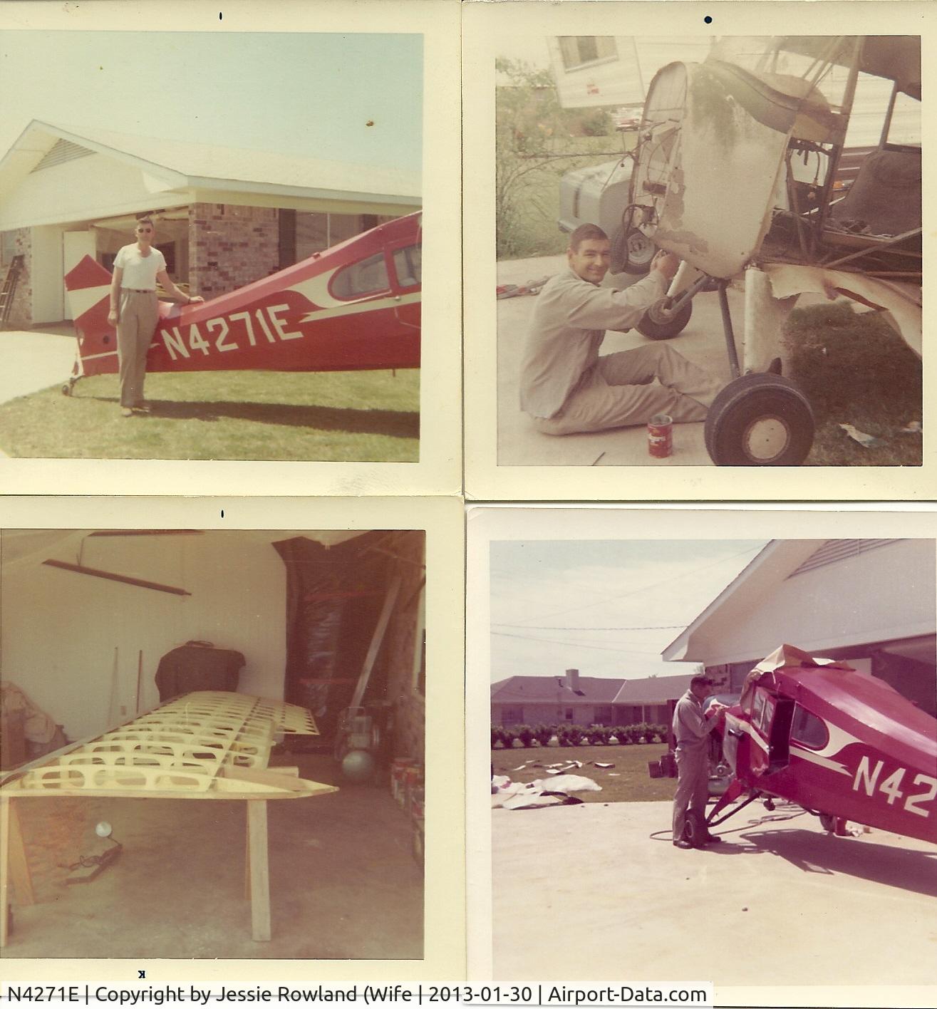 N4271E, 1947 Aeronca 11CC Super Chief C/N 11CC-151, This Picture was take back in 1968 when my father Maj. Alva Gene Rowland was restoring the aircraft in his garage.
The man in the picture is Maj. Alva Gene Rowland.
I am his son David I was 8 years old at the time this picture was taken