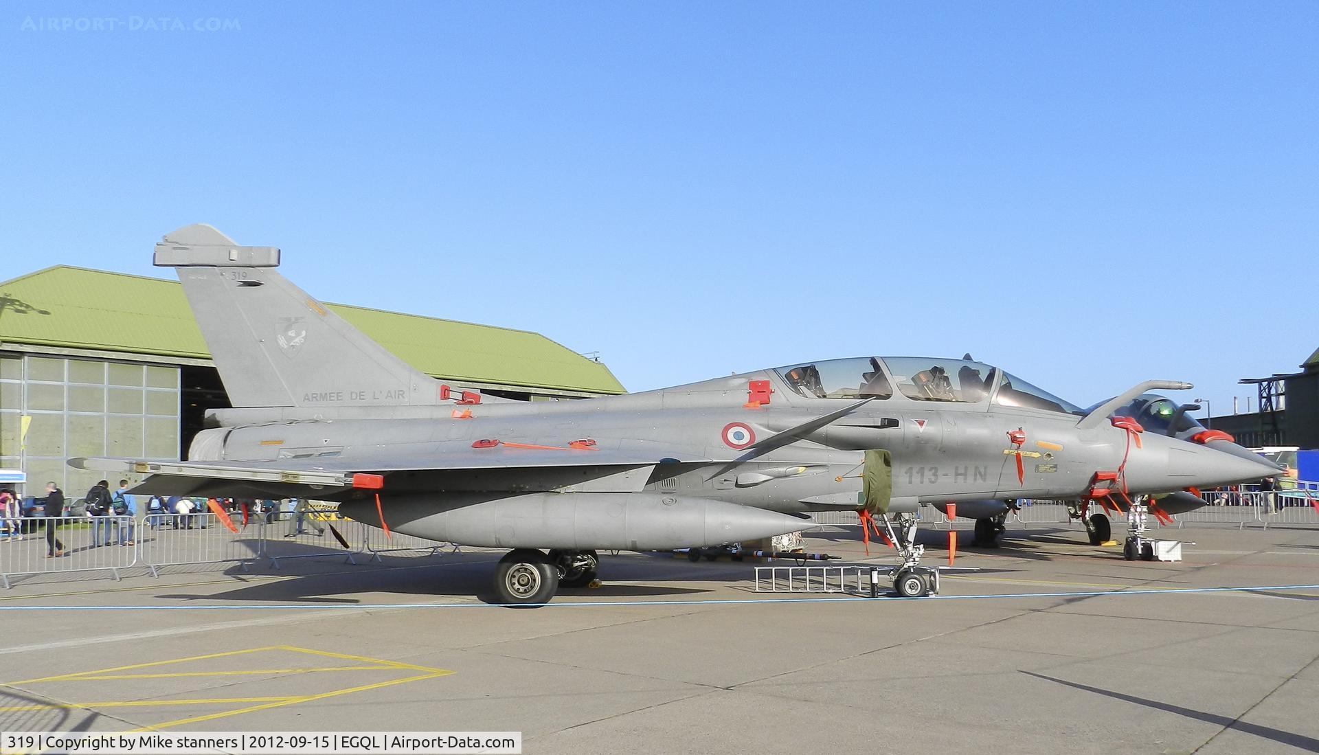 319, Dassault Rafale B C/N 319, an EC01.007 Rafale in the static display at RAF Leuchars airshow carrying 2x 343gal wing tanks