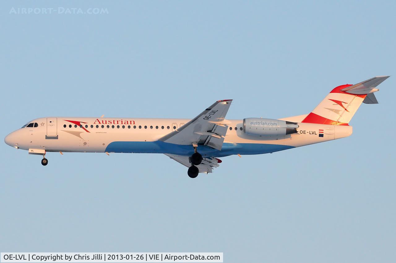 OE-LVL, 1992 Fokker 100 (F-28-0100) C/N 11404, Austrian Airlines