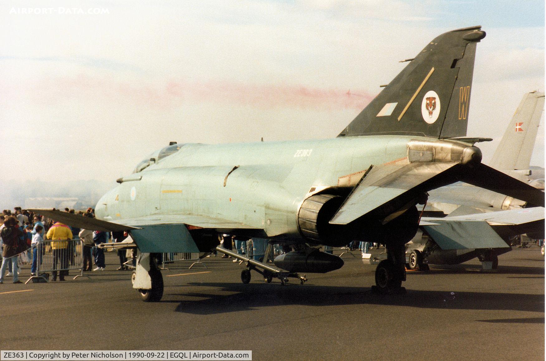 ZE363, McDonnell Douglas F-4J(UK) Phantom II C/N 3338, Phantom F-4J(UK) of 74 Squadron at RAF Wattisham on display at the 1990 RAF Leuchars Airshow.