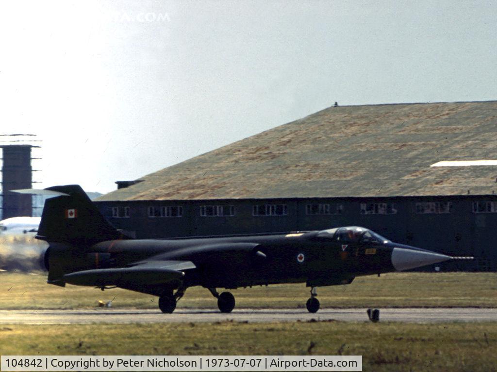 104842, Canadair CF-104 Starfighter C/N 683A-1142, CF-104 Starfighter of 421 Squadron Canadian Armed Forces taxying at the 1973 Intnl Air Tattoo at RAF Greenham Common.