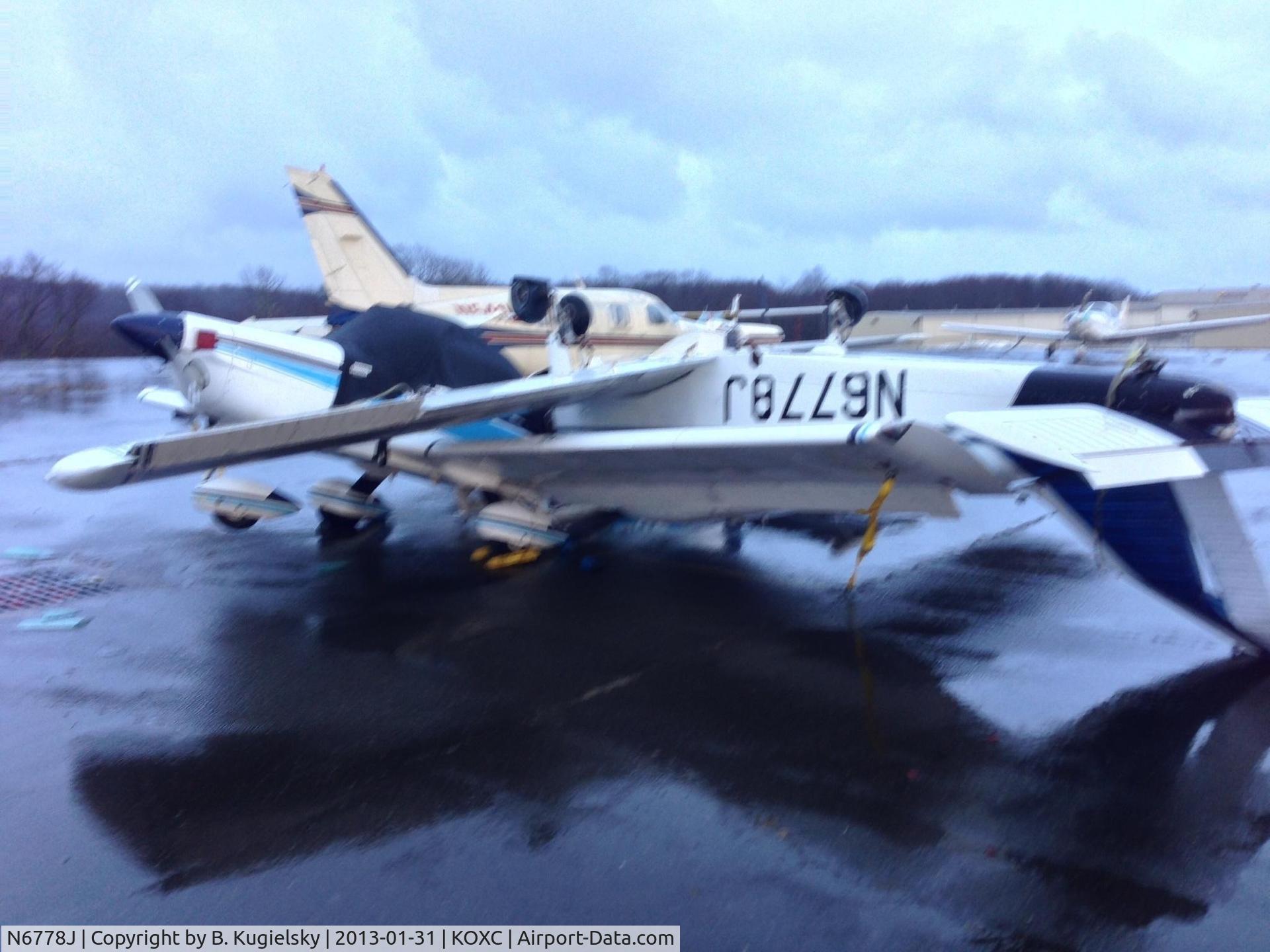 N6778J, 1968 Piper PA-28-140 C/N 28-24503, After 78J flipped on top of a Grumman Tiger. :-(