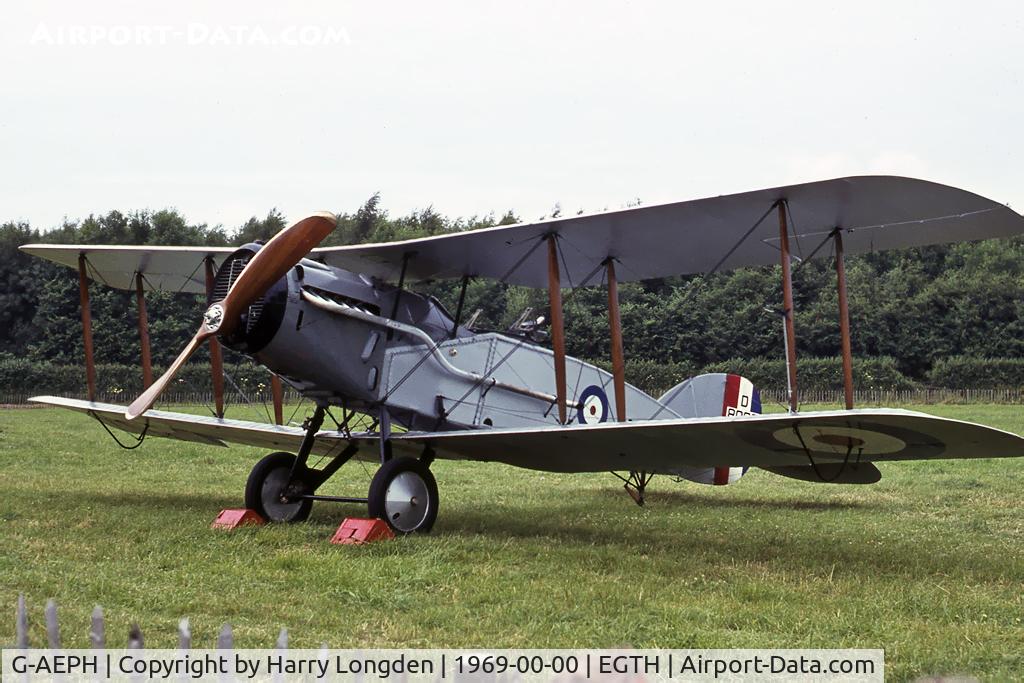 G-AEPH, 1918 Bristol F.2B Fighter C/N 7575, Bristol F-2B Fighter at Old Warden in 1969.