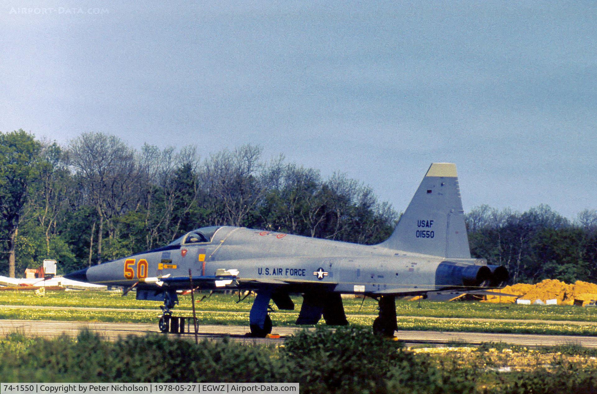 74-1550, 1974 Northrop F-5E Tiger II C/N R.1208, F-5E Tiger II of the 527th Tactical Fighter Training Aggressor Squadron at RAF Alconbury in May 1972.