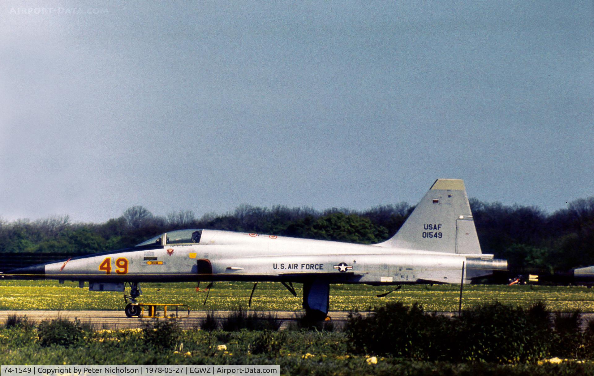 74-1549, 1974 Northrop F-5E Tiger II C/N R.1207, F-5E Tiger II of the 527th Tactical Fighter Training Aggressor Squadron at RAF Alconbury in May 1972